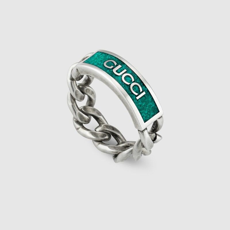 Gucci .925 Silver Turquoise Chain Ring
