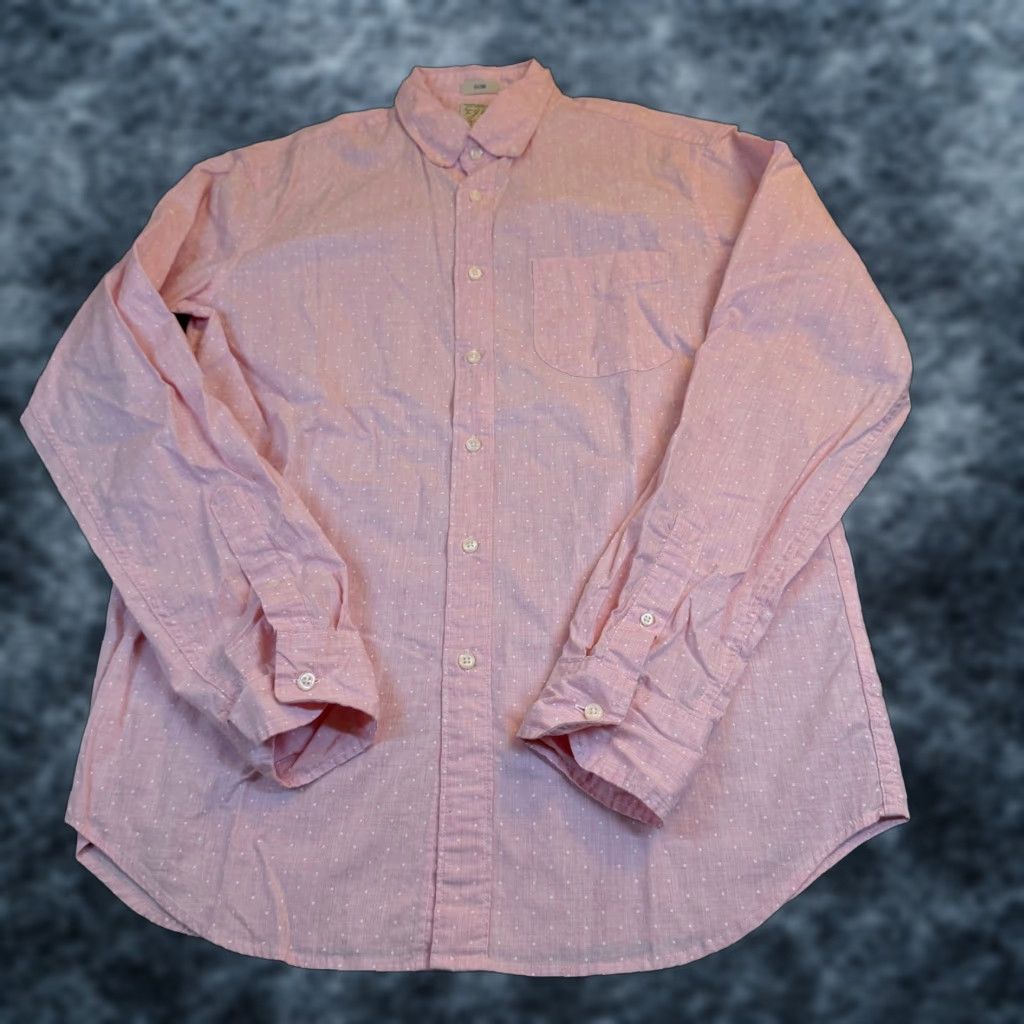 J.Crew J.Crew Slim Shirt Pink Polka Dot Organic Cotton Stretch Mens M Regular Button-Up Collared Long Sleeve Pocket Vintage No Size US M / EU 48-50 / 2 - 1 Thumbnail