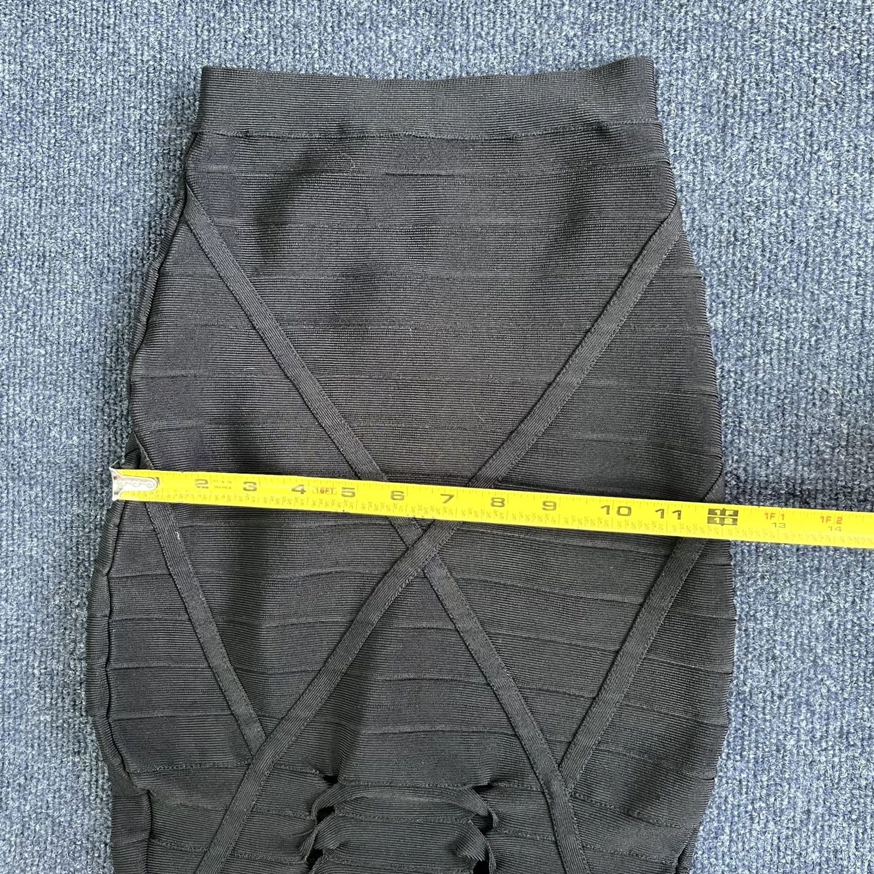 Bebe VINTAGE? No. Y2K Bebe Skirt Womens Small Black Bandage High Waist Knee Length Bodycon Party Size 28" / US 6 / IT 42 - 6 Thumbnail