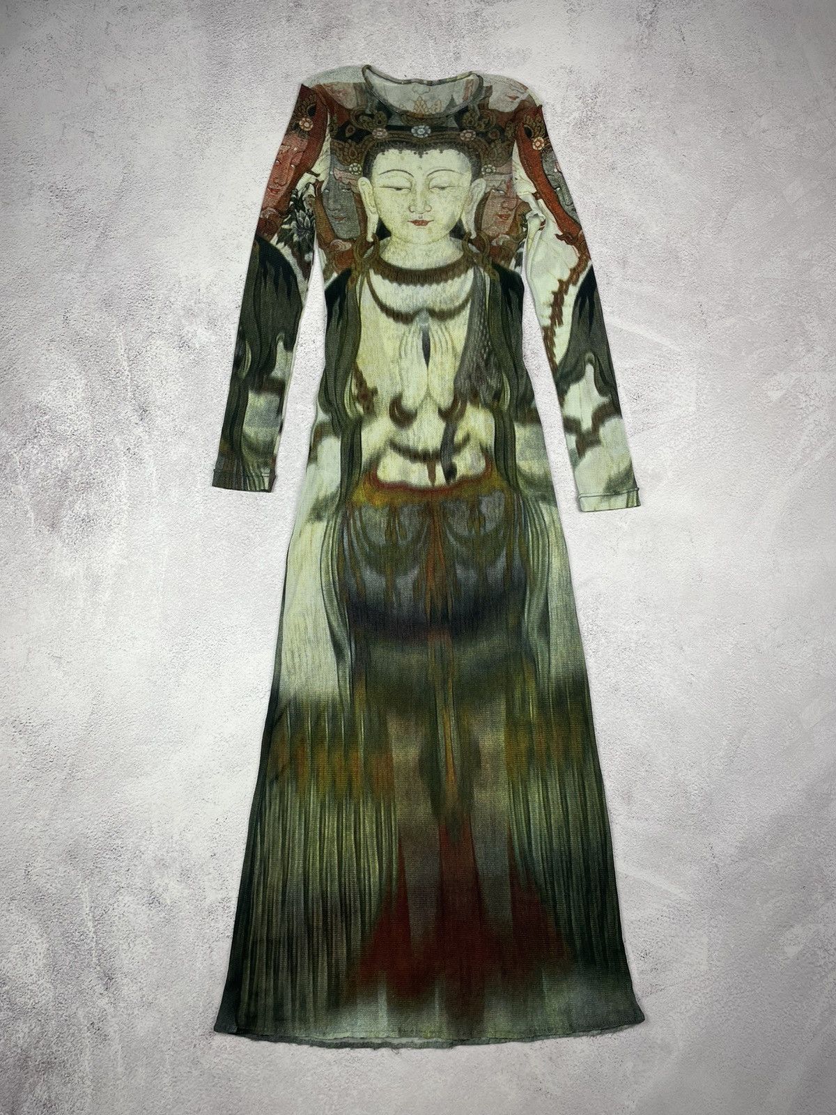Vivienne Tam Vivienne Tam Floor Length 1997 Long Sleeve Mesh Buddha Dress Size XS / US 0-2 / IT 36-38 - 16 Thumbnail
