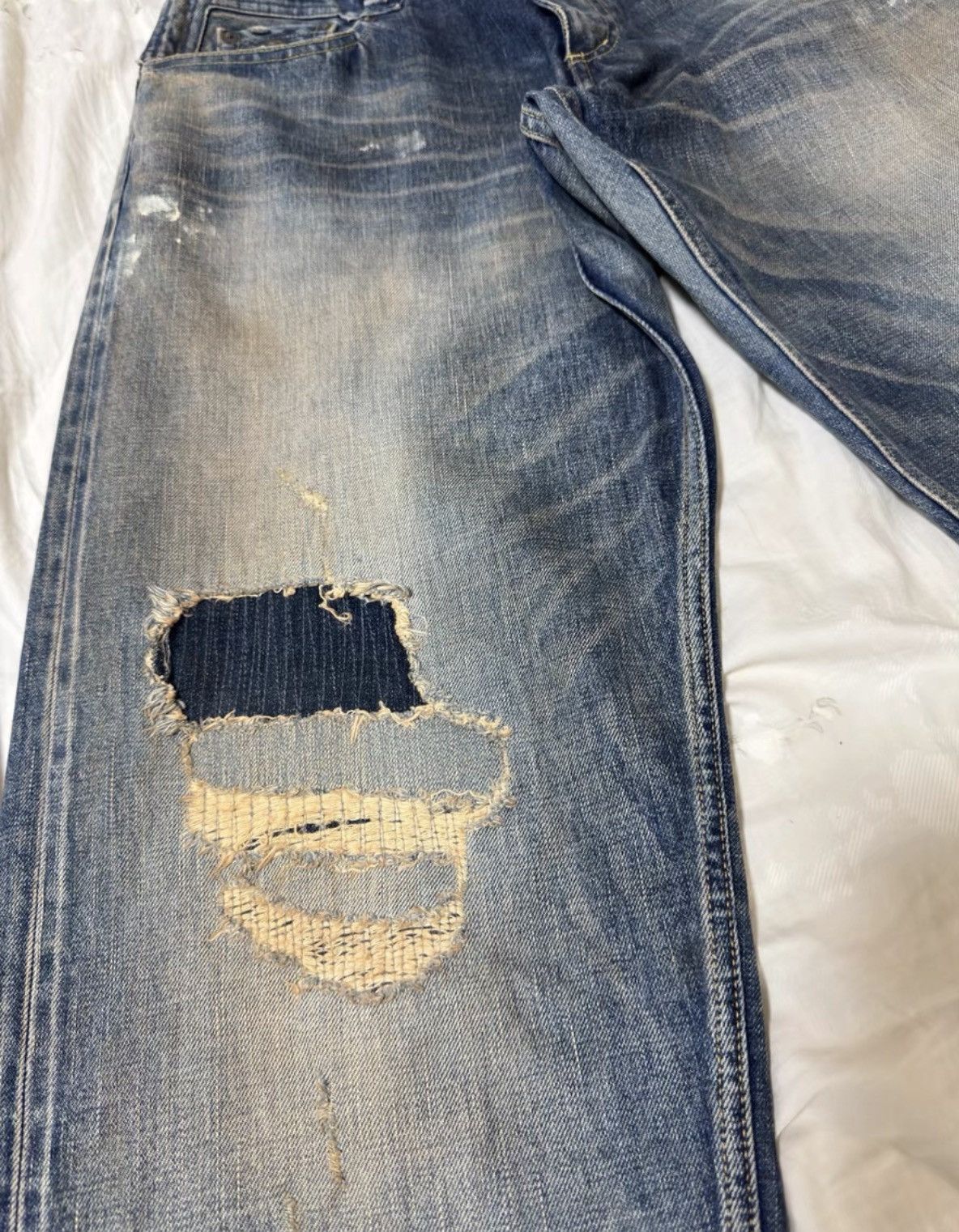 DENHAM DENHAM 24SS Jumbo Japanese wash distressed patch denim jeans Size US 32 / EU 48 - 7 Thumbnail