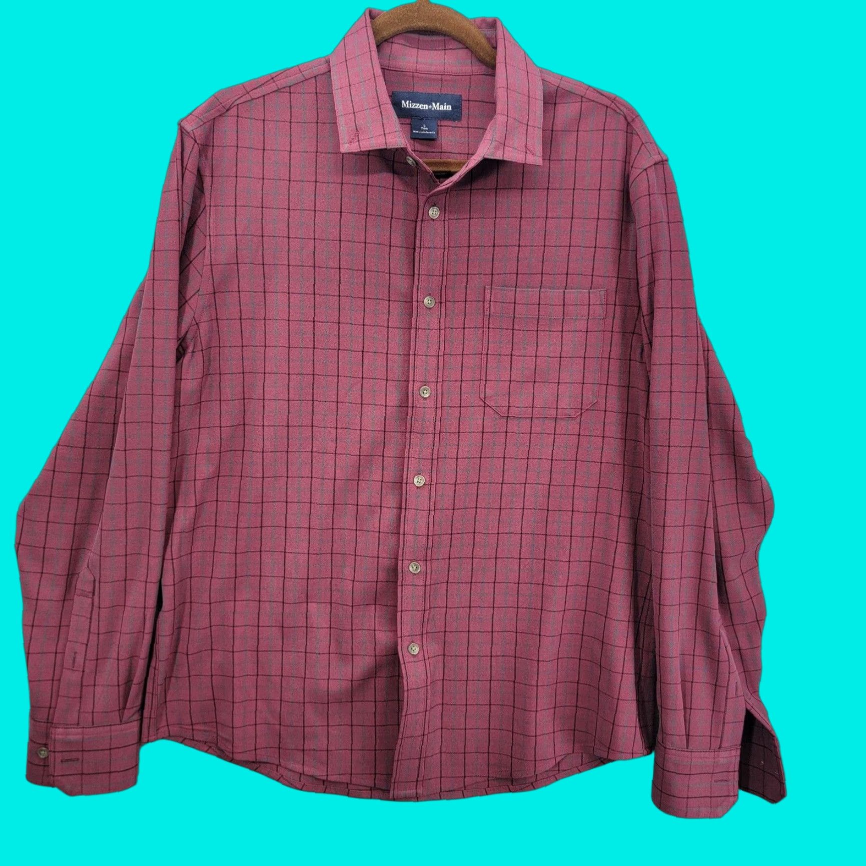 Mizzen+Main Mizzen Main Shirt Mens L red Button Up Flannel Casual Preppy Size US L / EU 52-54 / 3 - 1 Thumbnail