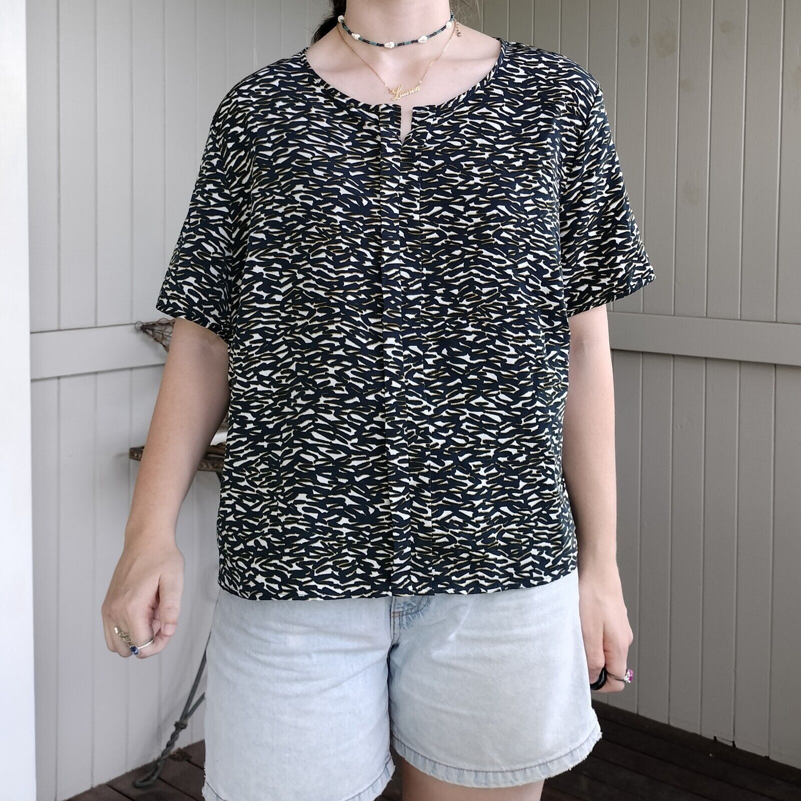 Designer Eastex Womens Blouse Short Sleeve Abstract Printed Corporate Size XXL / US 16-18 / IT 52-54 - 5 Thumbnail