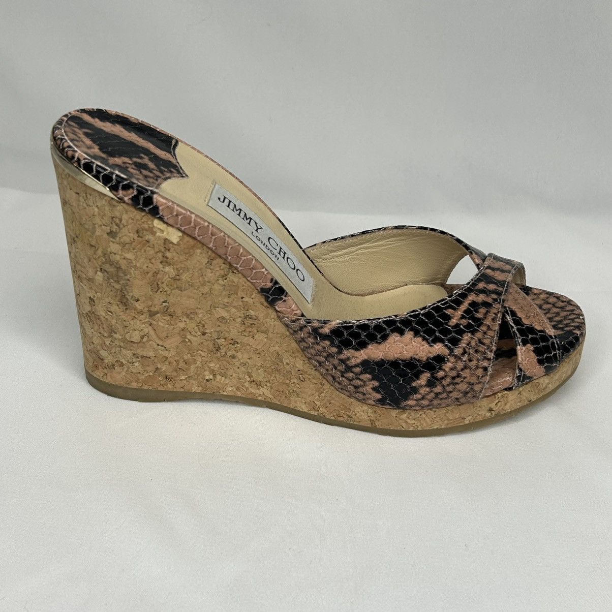 Jimmy Choo Jimmy Choo Almer 80 Snake-Effect Leather Sandals, 37 1/2 Size US 7.5 / IT 37.5 - 13 Thumbnail