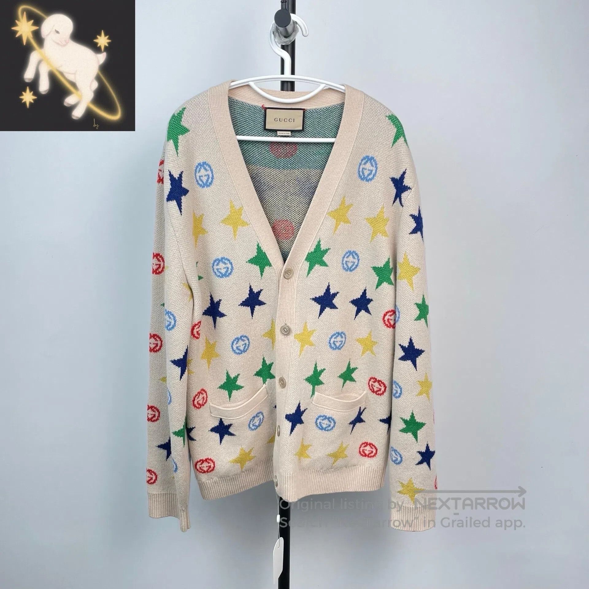 Gucci Guicci Colorful multi-color star double G embroidered wool Size US L / EU 52-54 / 3 - 1 Thumbnail