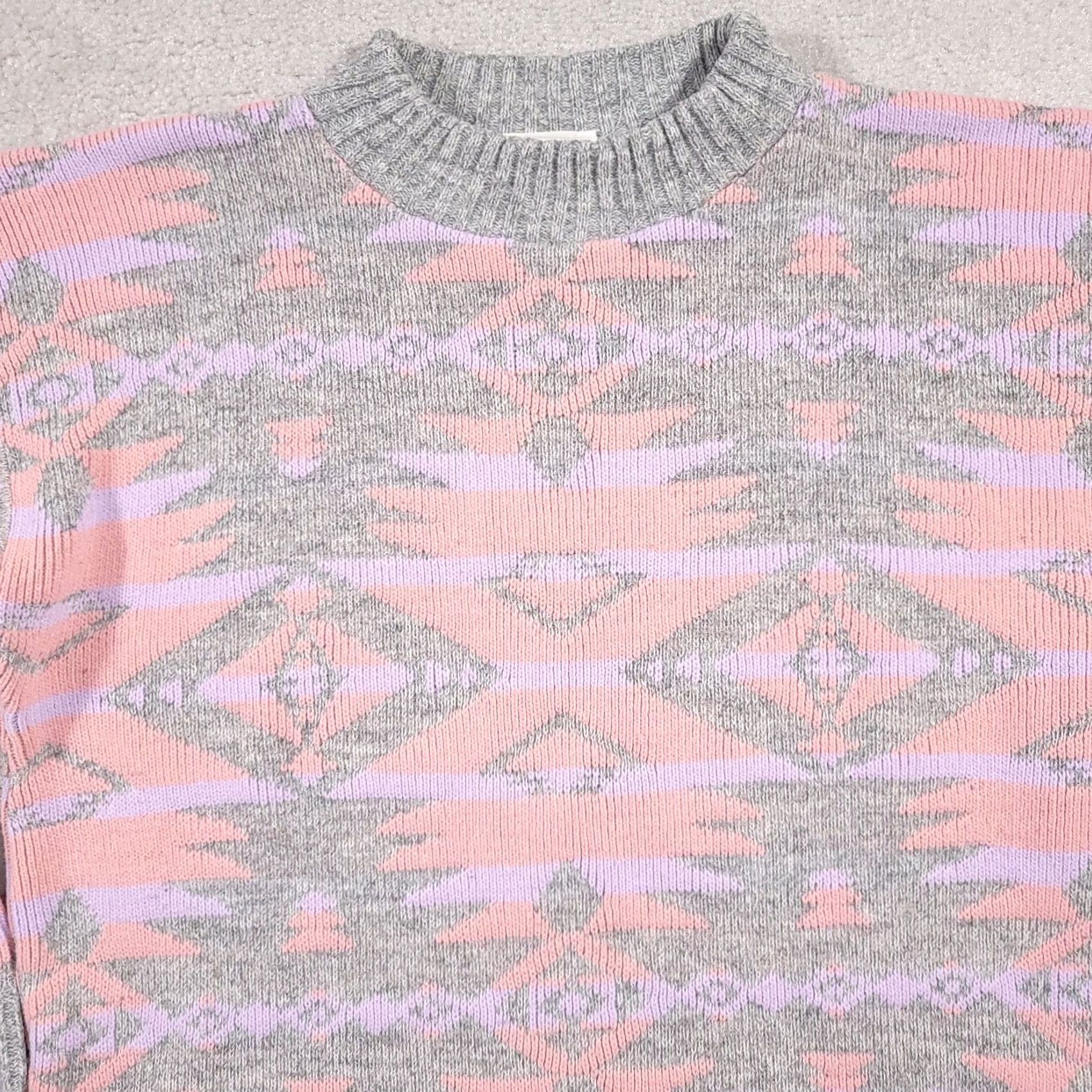 Pinko VINTAGE Alicia Sweater Pink Aztec Pullover Knit Long Sleeve Women's L 80s Retro Nerd Size L / US 10 / IT 46 - 3 Thumbnail