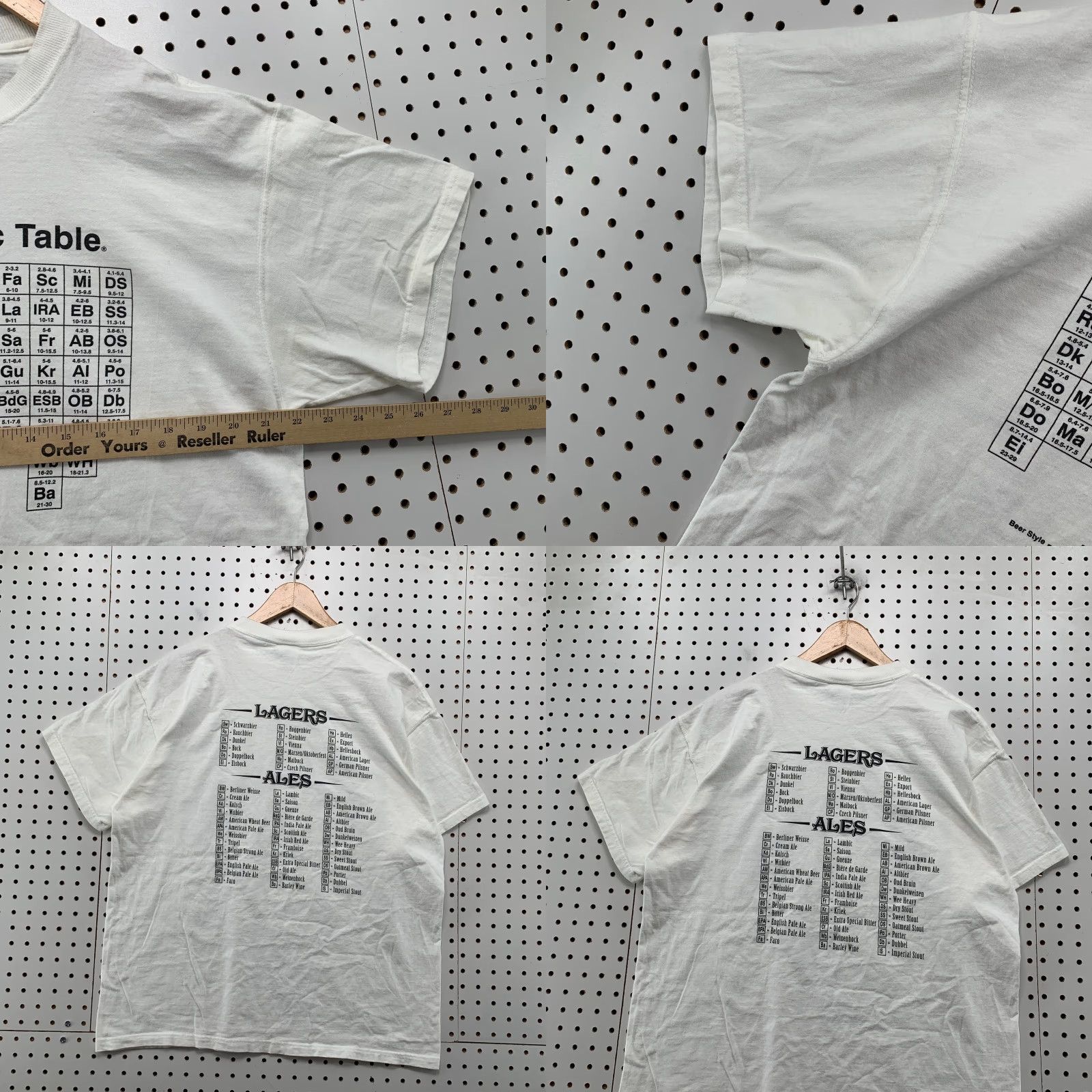 Fruit Of The Loom VINTAGE Fruit of the Loom Funny Beer Periodic Table T Shirt Mens XL White Beeriodic Short Sleeve Mens Size US XL / EU 56 / 4 - 9 Thumbnail