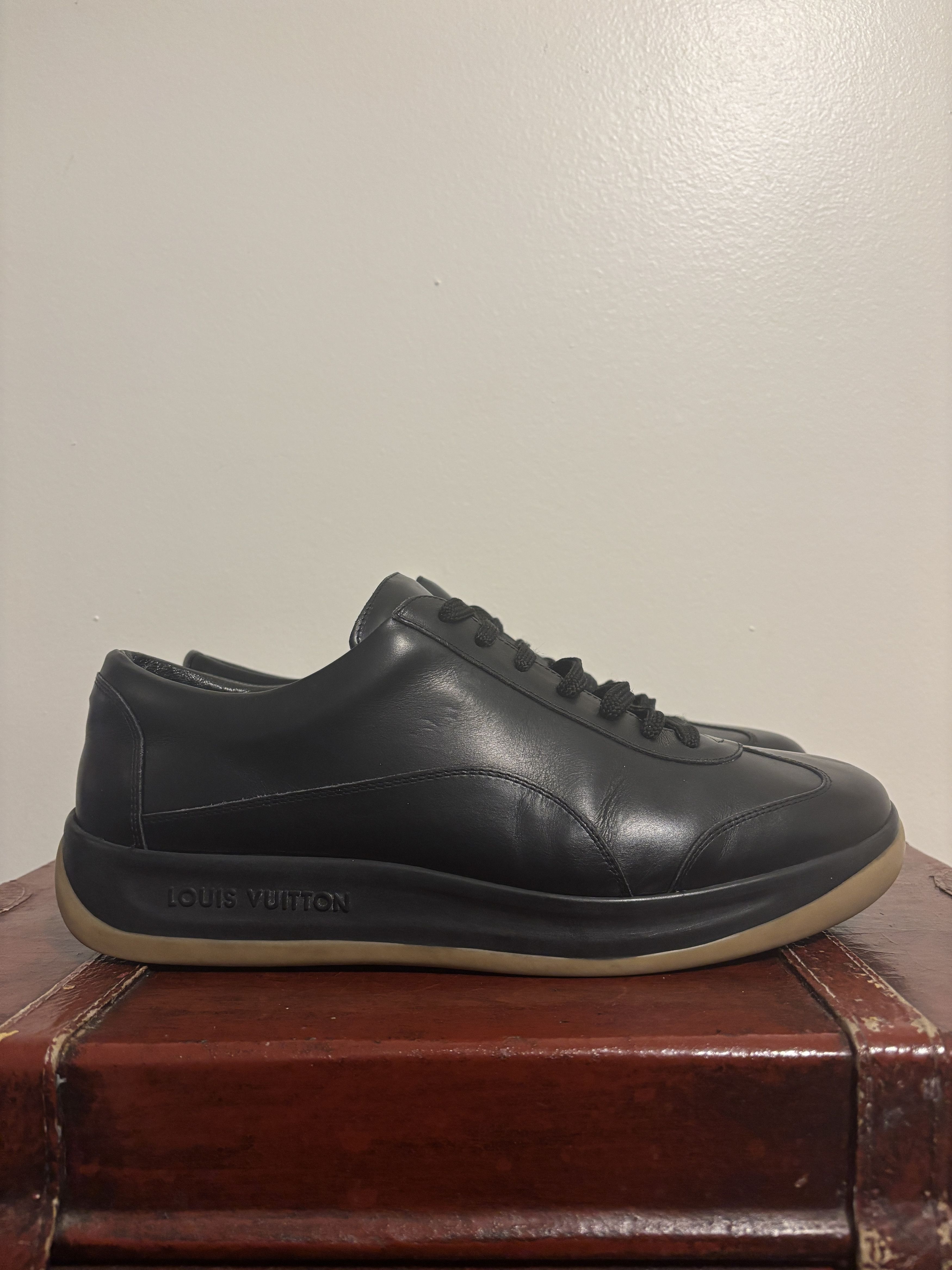 Louis Vuitton RARE 2003 Vintage LV Sports Black Leather Sneaker Size US 10.5 / EU 43-44 - 2 Thumbnail