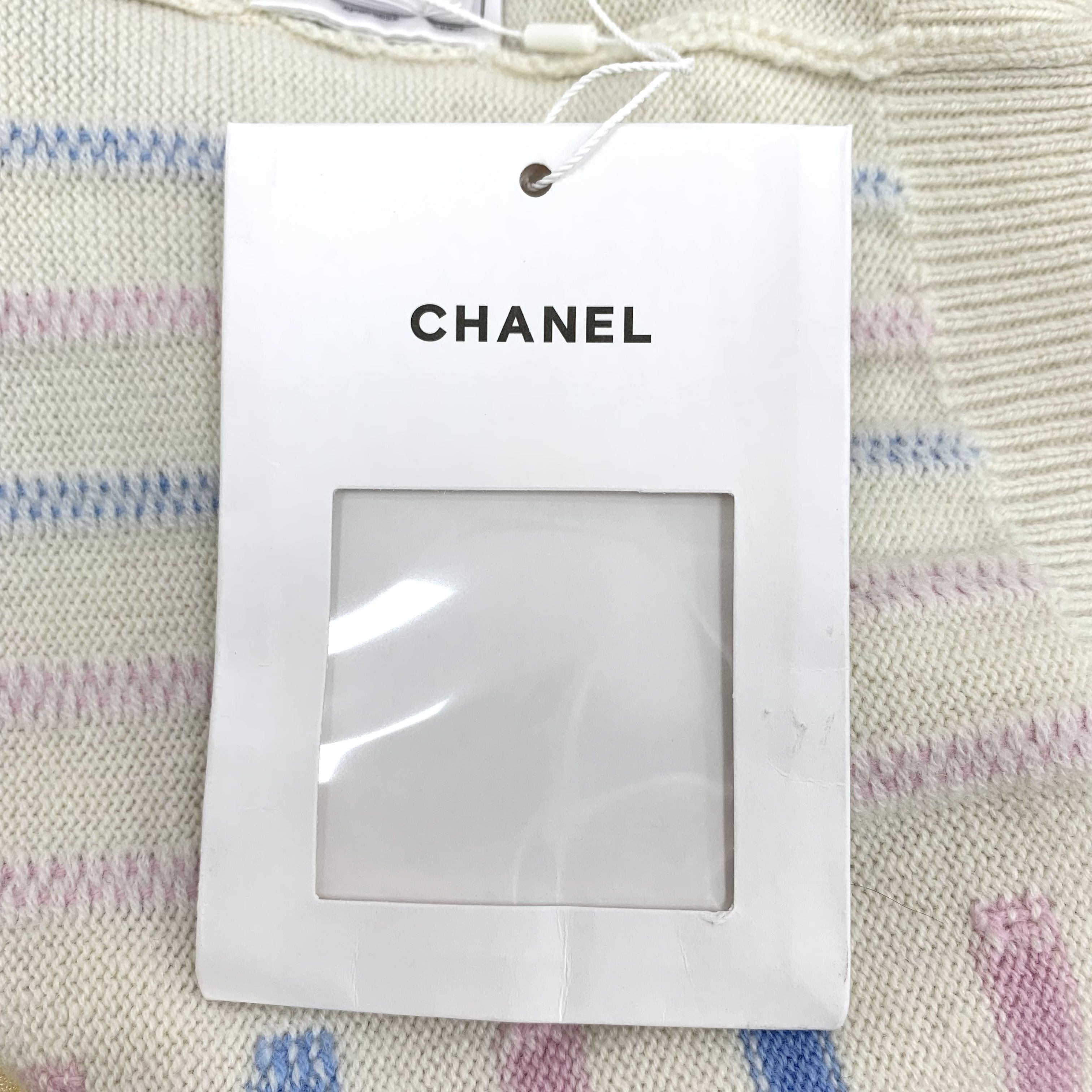 Chanel Chanel Striped Cashmere Knit Top Beige (34) Size XS / US 0-2 / IT 36-38 - 7 Thumbnail