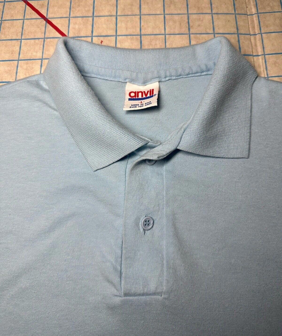 Anvil Vintage 90's Blank Polo Shirt Men's Large Blue USA Blank Size US L / EU 52-54 / 3 - 2 Thumbnail