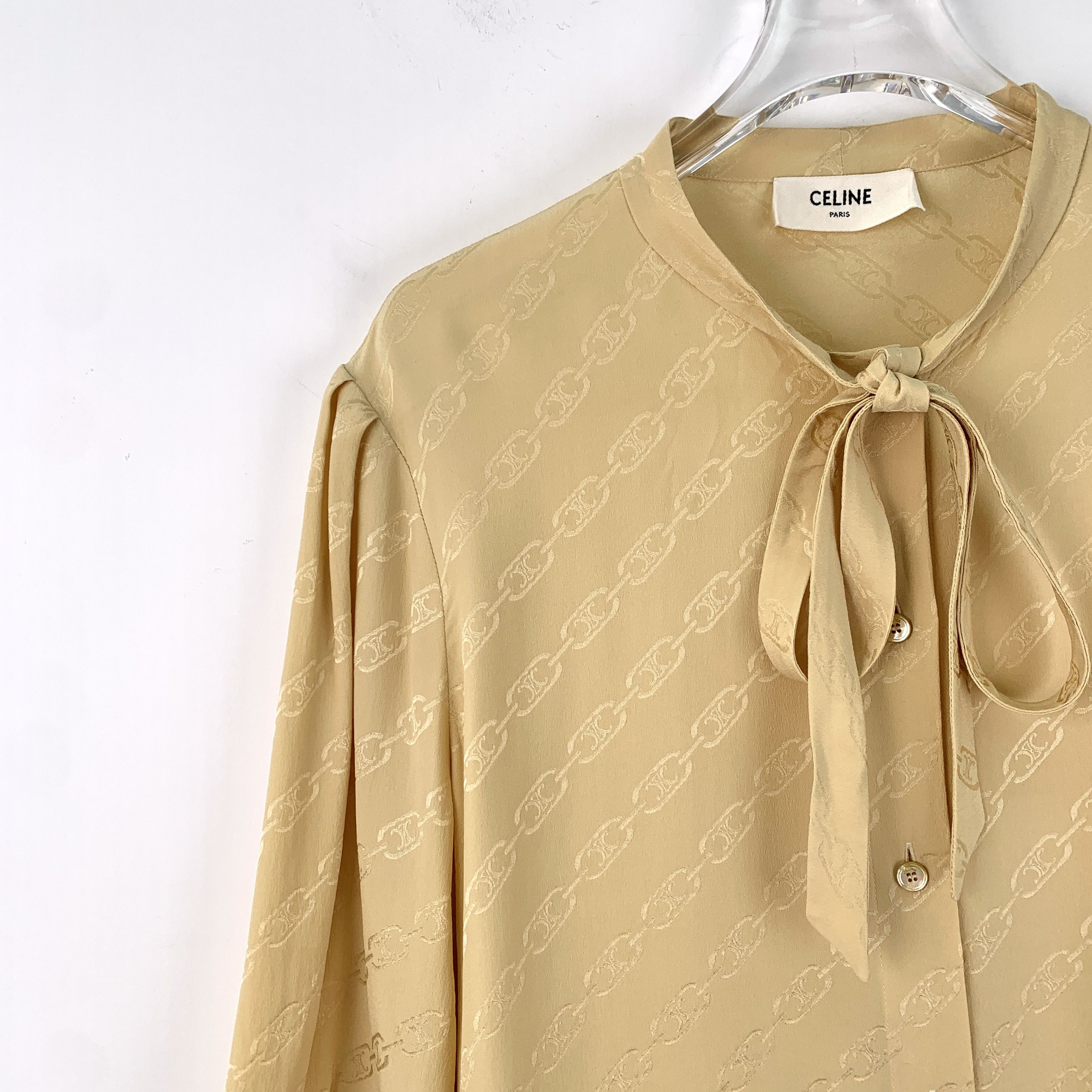 Celine Celine Shirt – Brown Triomphe Silk Print (Size M) Size M / US 6-8 / IT 42-44 - 4 Thumbnail