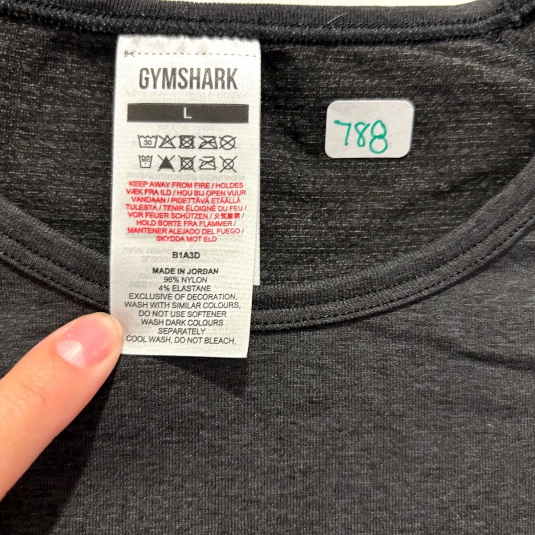 Gymshark Gymshark Vital Seamless 2.0 Crop Top Large Black Marl Long Sleeve B1A3D Size L / US 10 / IT 46 - 2 Thumbnail