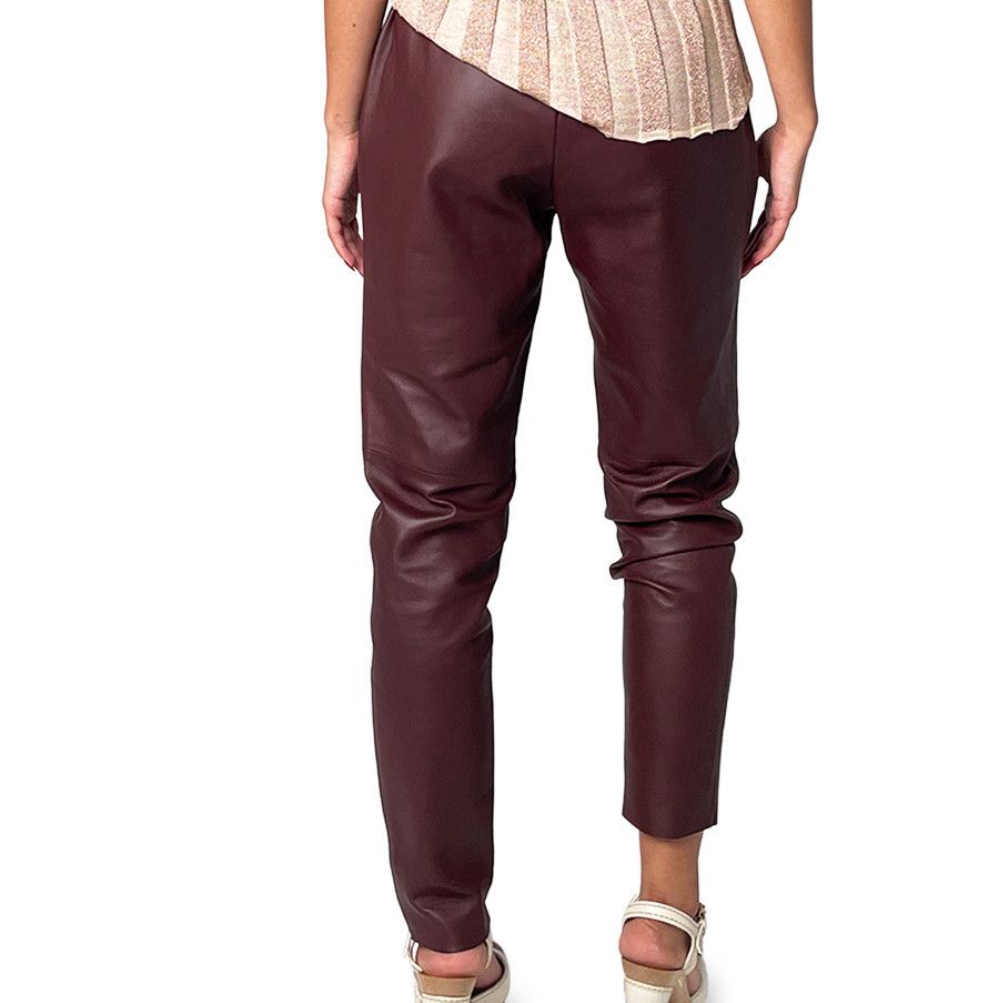 Gucci GUCCI lined burgundy / maroon brown soft leather pants Size 27" / US 4 / IT 40 - 5 Thumbnail