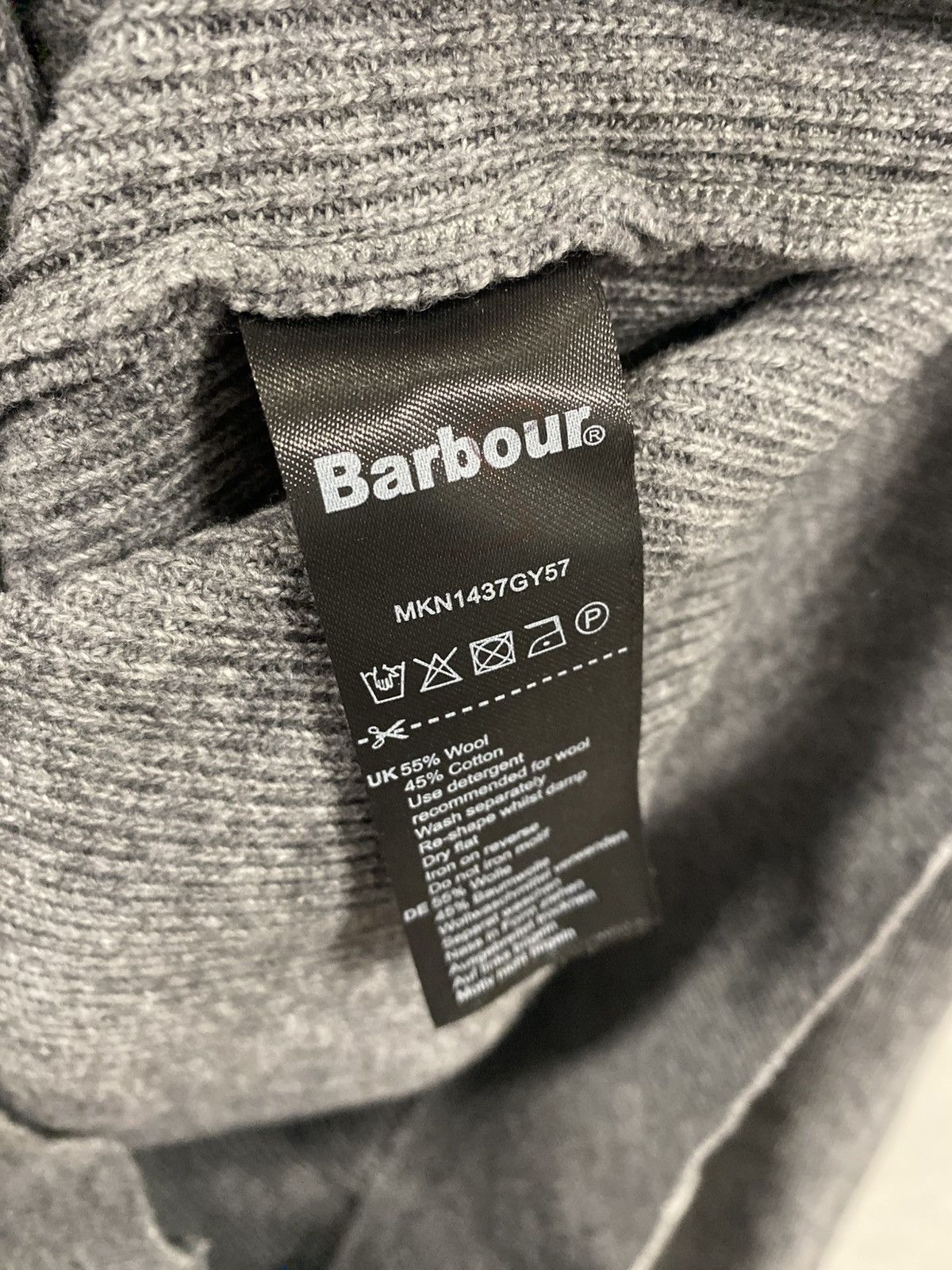 Barbour Barbour International Grey Wool/Cotton Blend Sweater Size: L Size US L / EU 52-54 / 3 - 6 Thumbnail