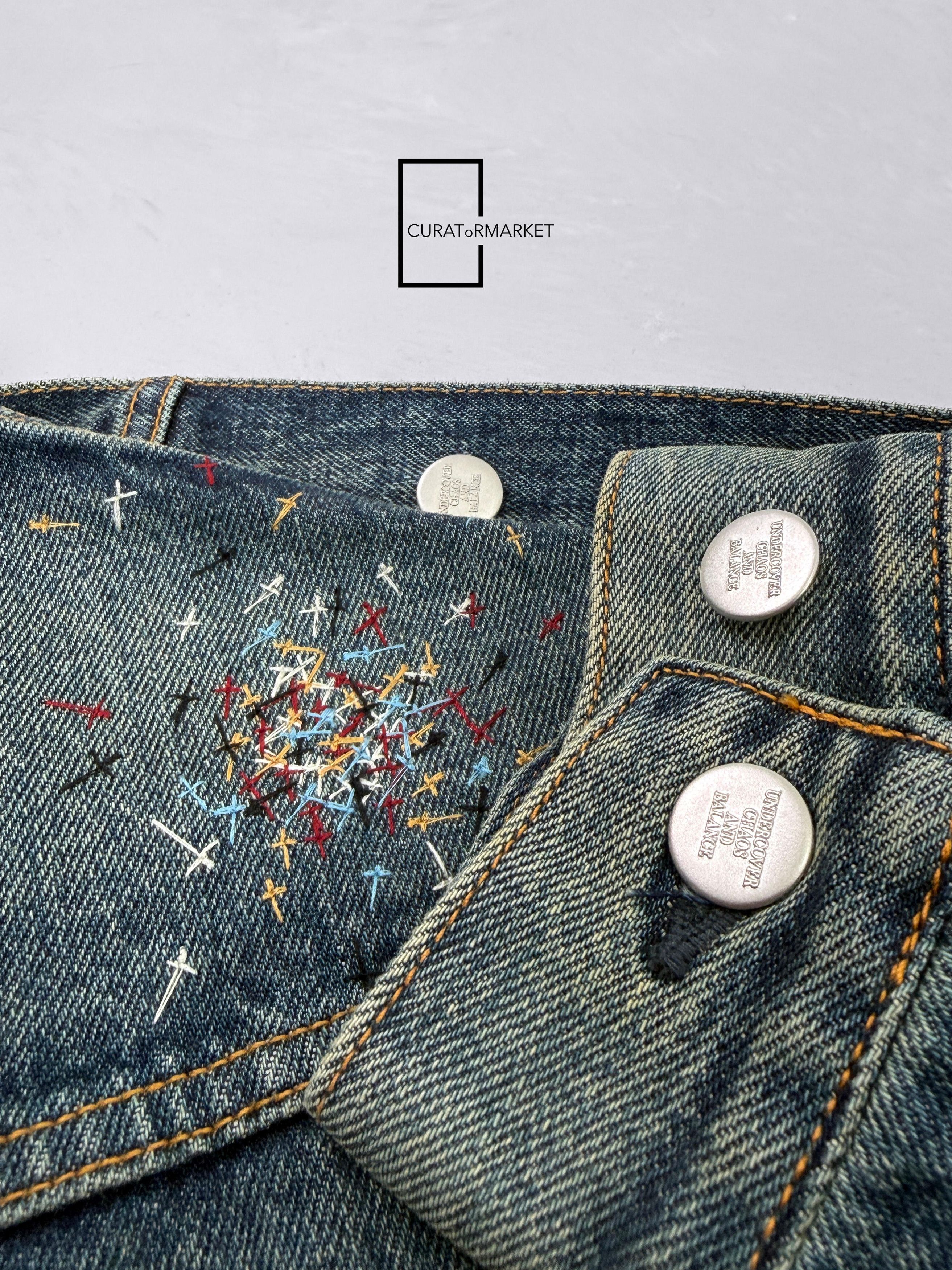 Undercover Cross Stitched Embroidered Indigo Cropped Denim Jacket FW24 Size US M / EU 48-50 / 2 - 17 Thumbnail