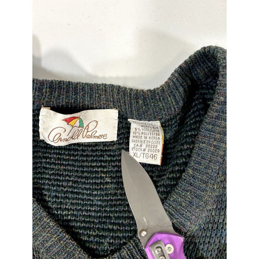 Vintage Vintage 80s Arnold Palmer Embroidered Knit Golf V-Neck Swea Size US XL / EU 56 / 4 - 1 Thumbnail