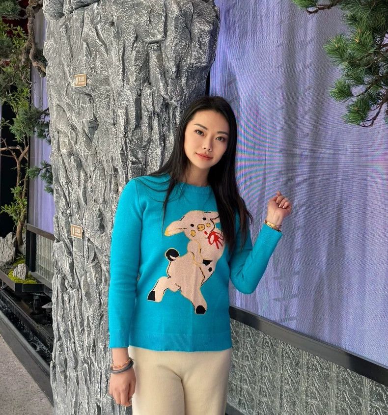 Gucci Gucci Blue logo dancing piglet wool knitted sweater 2502-Ne Size US XXS / EU 40 - 9 Thumbnail