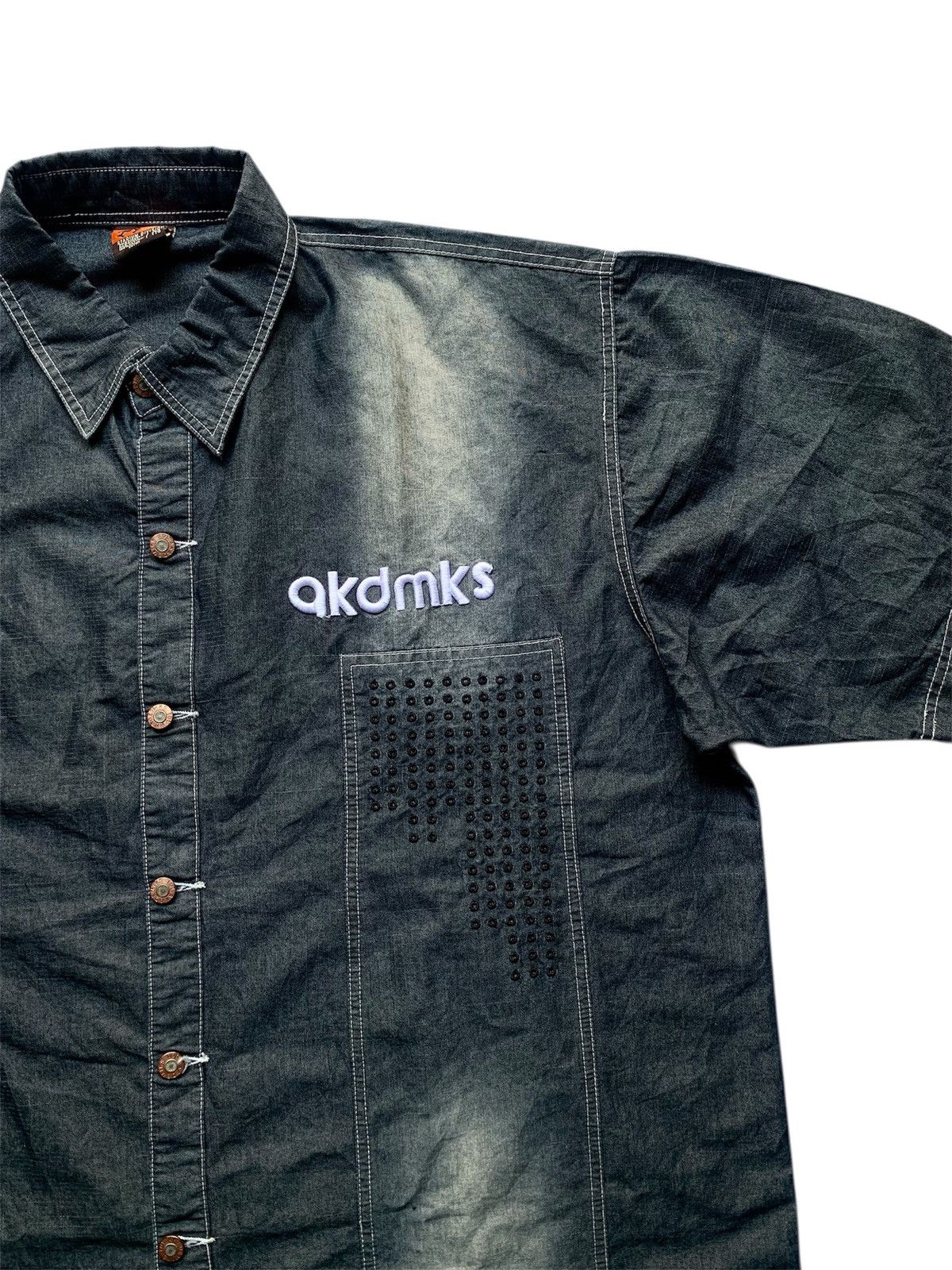 Akademiks Y2K Akademiks faded black wash and embroidery denim shirt Size US XXL / EU 58 / 5 - 3 Thumbnail