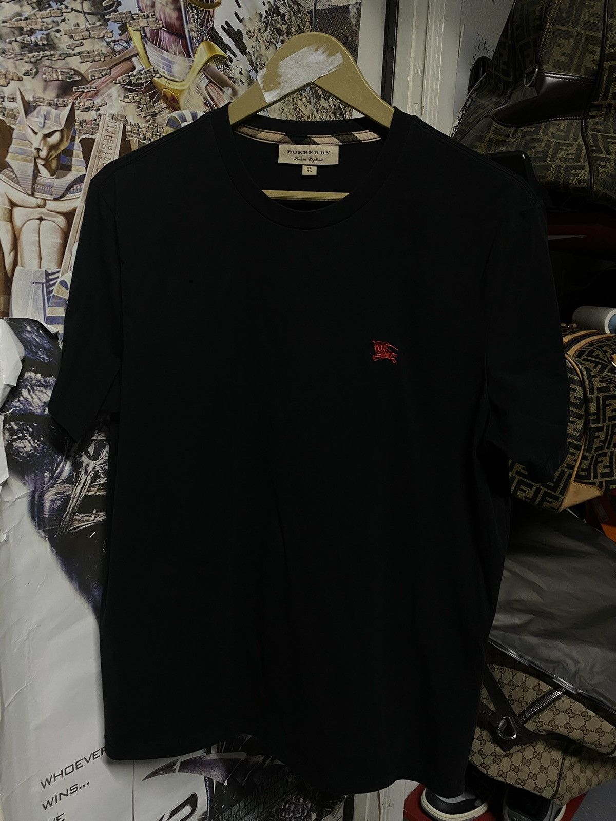 Burberry Burberry Logo Black T-Shirt Men’s Preowned Size Medium Size US M / EU 48-50 / 2 - 1 Thumbnail