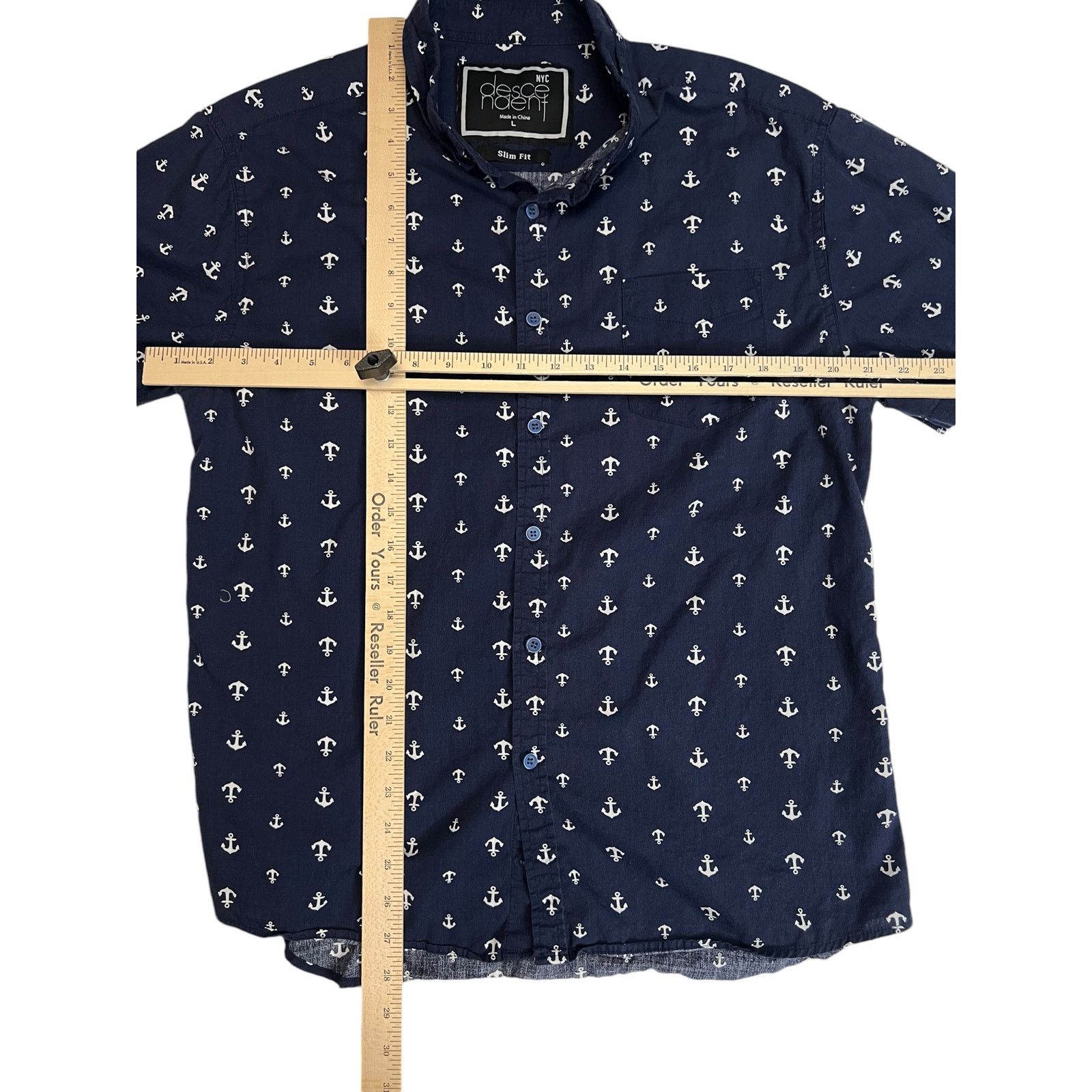 Other Men’s Slim Fit Button-Down Shirt - Navy Blue Anchor Print Size US L / EU 52-54 / 3 - 8 Thumbnail