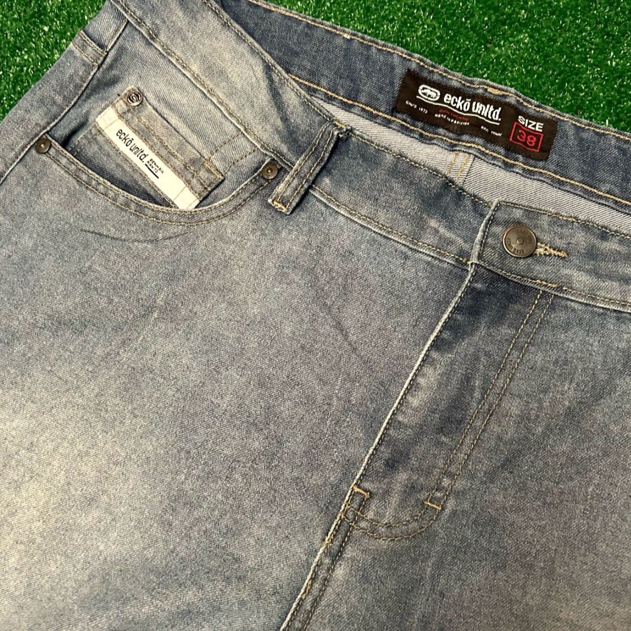 Ecko Unltd. VINTAGE Ecko Unltd Baggy Hip Hop Skater Grunge Jeans Shorts Mens 38 Jorts Blue 1990s JNCO Southpole Pockets Regular Size US 38 / EU 54 - 3 Thumbnail