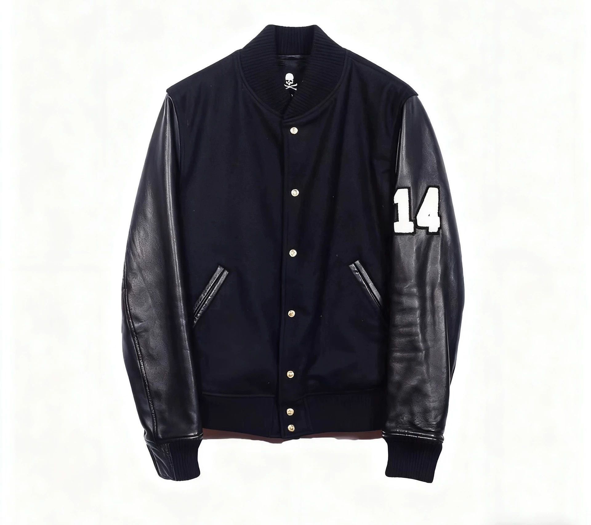 Mastermind Japan Black Bomber Jacket with Leather Sleeves Size M Size US M / EU 48-50 / 2 - 1 Thumbnail