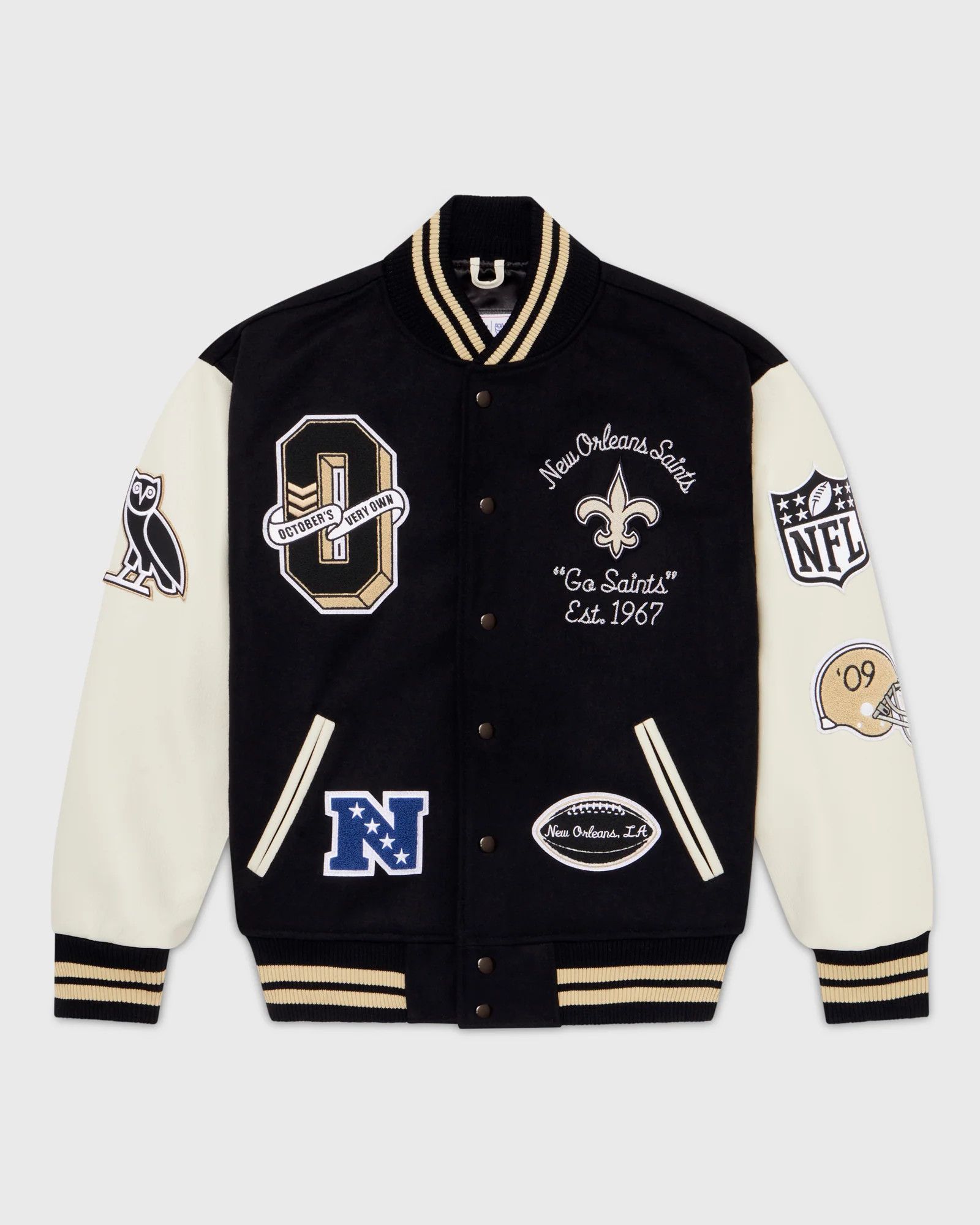 Drake OVO x NFL NEW ORLEANS SAINTS VARSITY JACKET Size US M / EU 48-50 / 2 - 1 Thumbnail