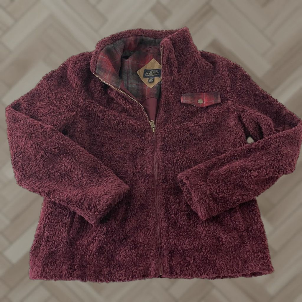 Pendleton Pendleton Jacket Women Large Fleece Full Zip Maroon Red Full Zip Fleece Jacket Women Large Pendleton Red Maroon Womens Jacket Size L / US 10 / IT 46 - 1 Thumbnail