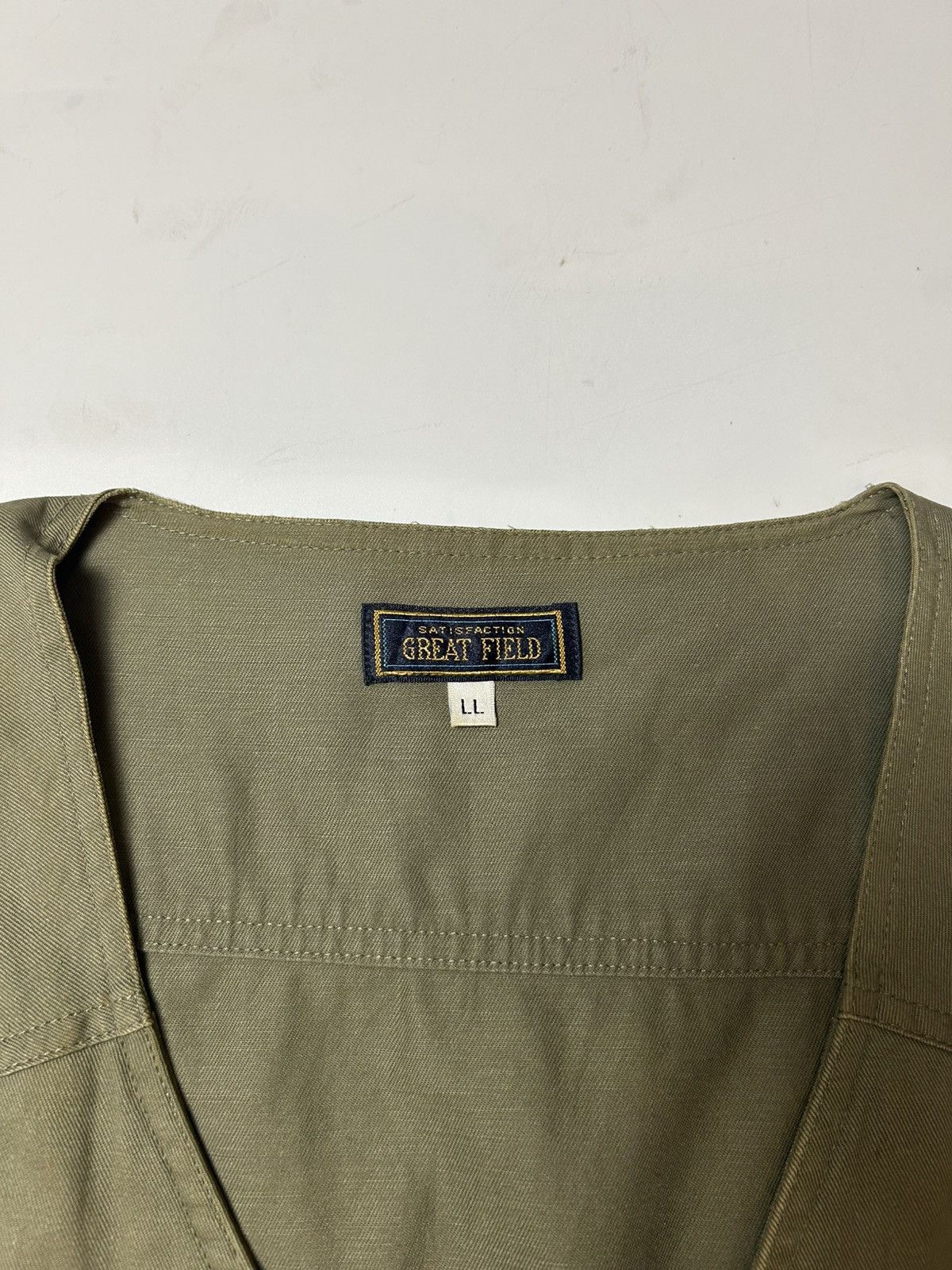 Vintage GREAT FIELD MULTI POCKET ARMY GREEN VEST Size US XL / EU 56 / 4 - 2 Thumbnail