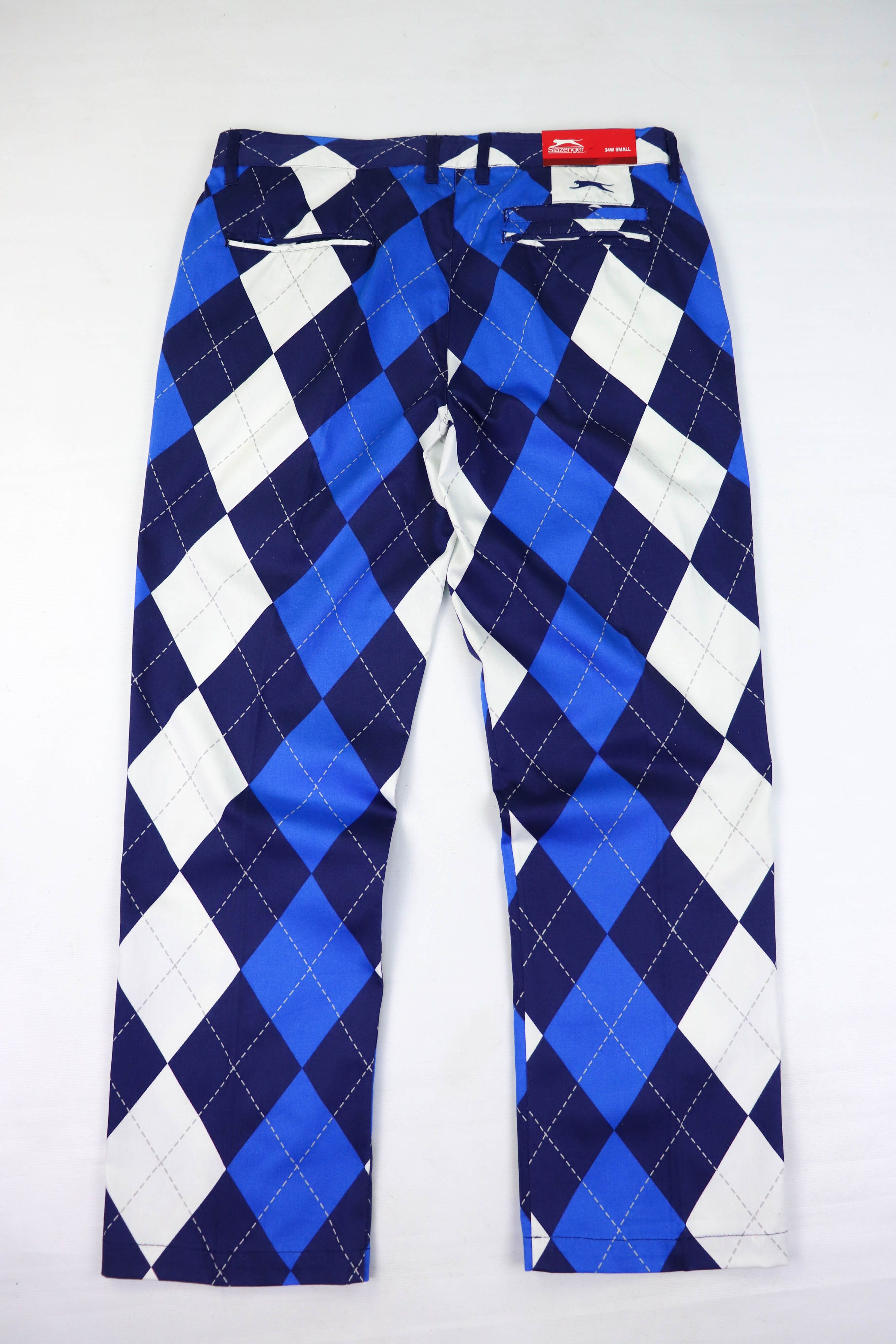 Other NWT Slazenger Funky Golf Navy Royal Checkered Trousers Pants Size US 34 / EU 50 - 2 Thumbnail