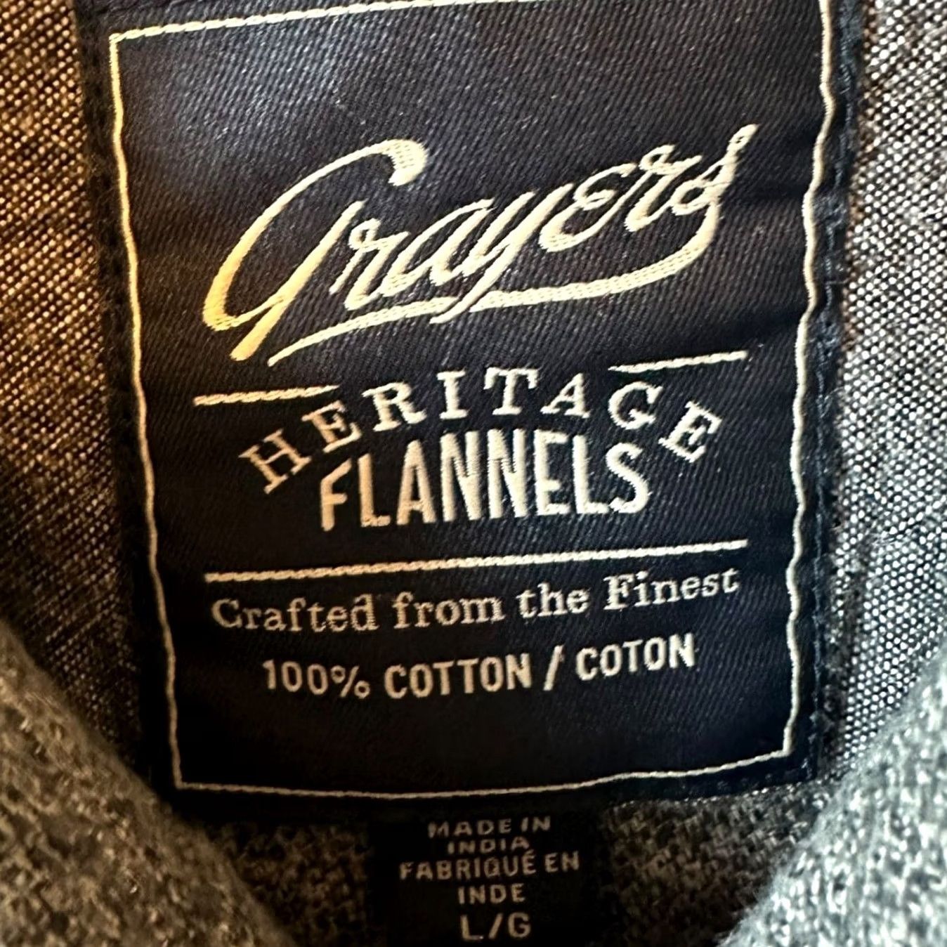 Grayers VINTAGE Crayers Heritage Flannels Shirt Men's Long Sleeve Button Up Large Gray Cotton Flannel Herringbone Pocket Button-Down Size US L / EU 52-54 / 3 - 7 Thumbnail