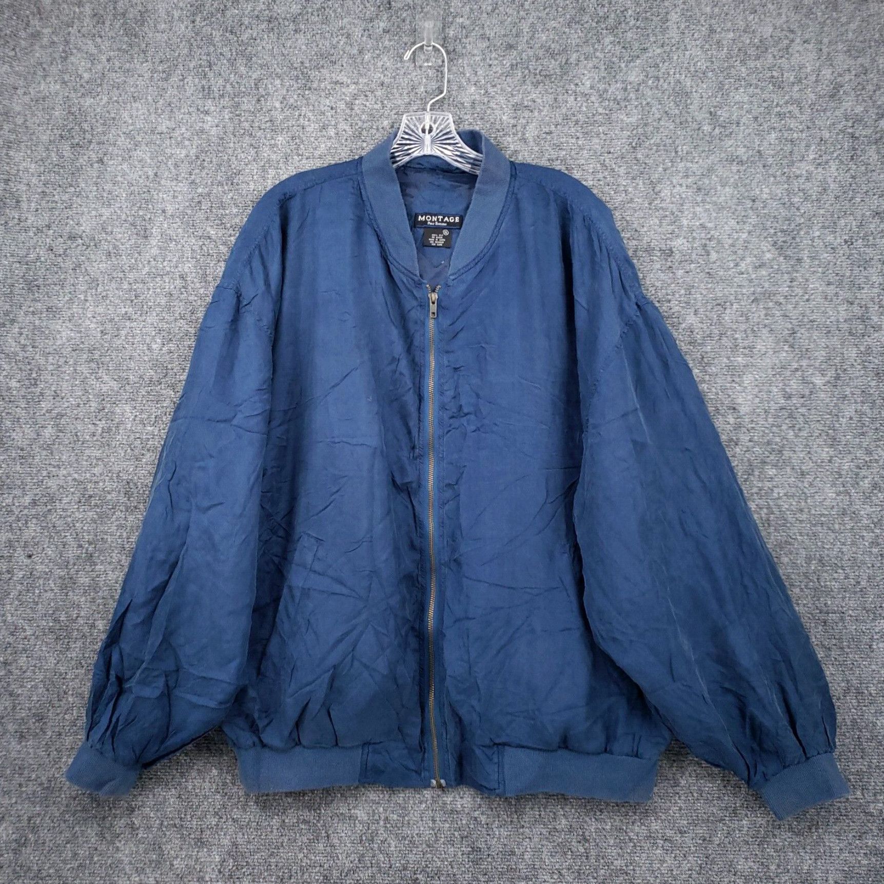 Vintage Facommable high quality Blue Full Zip Bomber Jacket-XXL