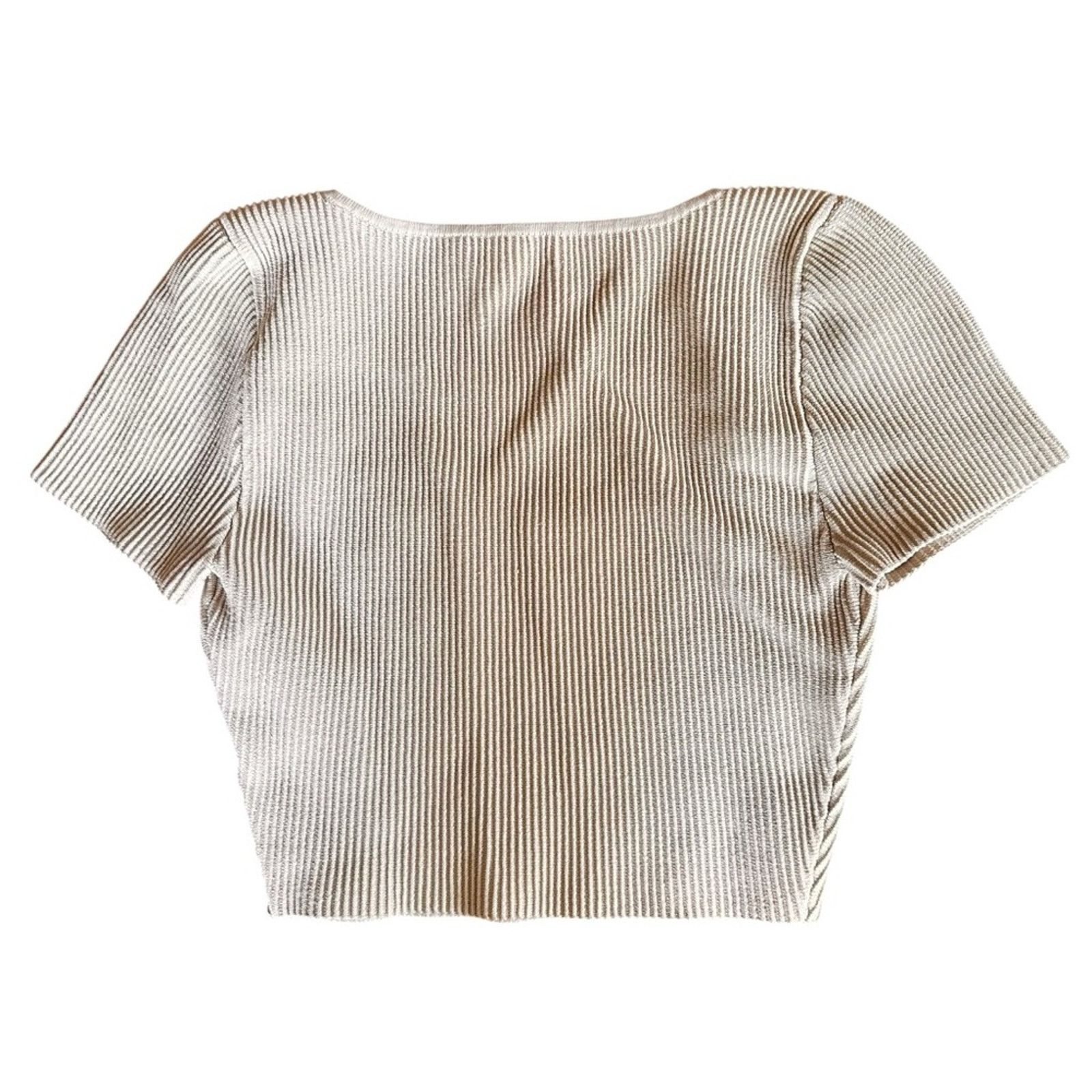 Aritzia Aritzia Babaton Sculpt Knit Crop Top – Cream/Tan – Size S Size S / US 4 / IT 40 - 4 Thumbnail