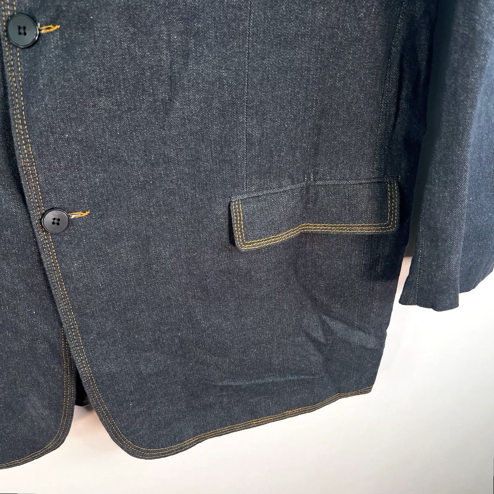 Denime LC Canto Denim Single-Breasted Notch Blazer Jacket Mens 50 Big & Tall Denim Blue 54 Chest Western Jacket Casual Size 50R - 4 Thumbnail