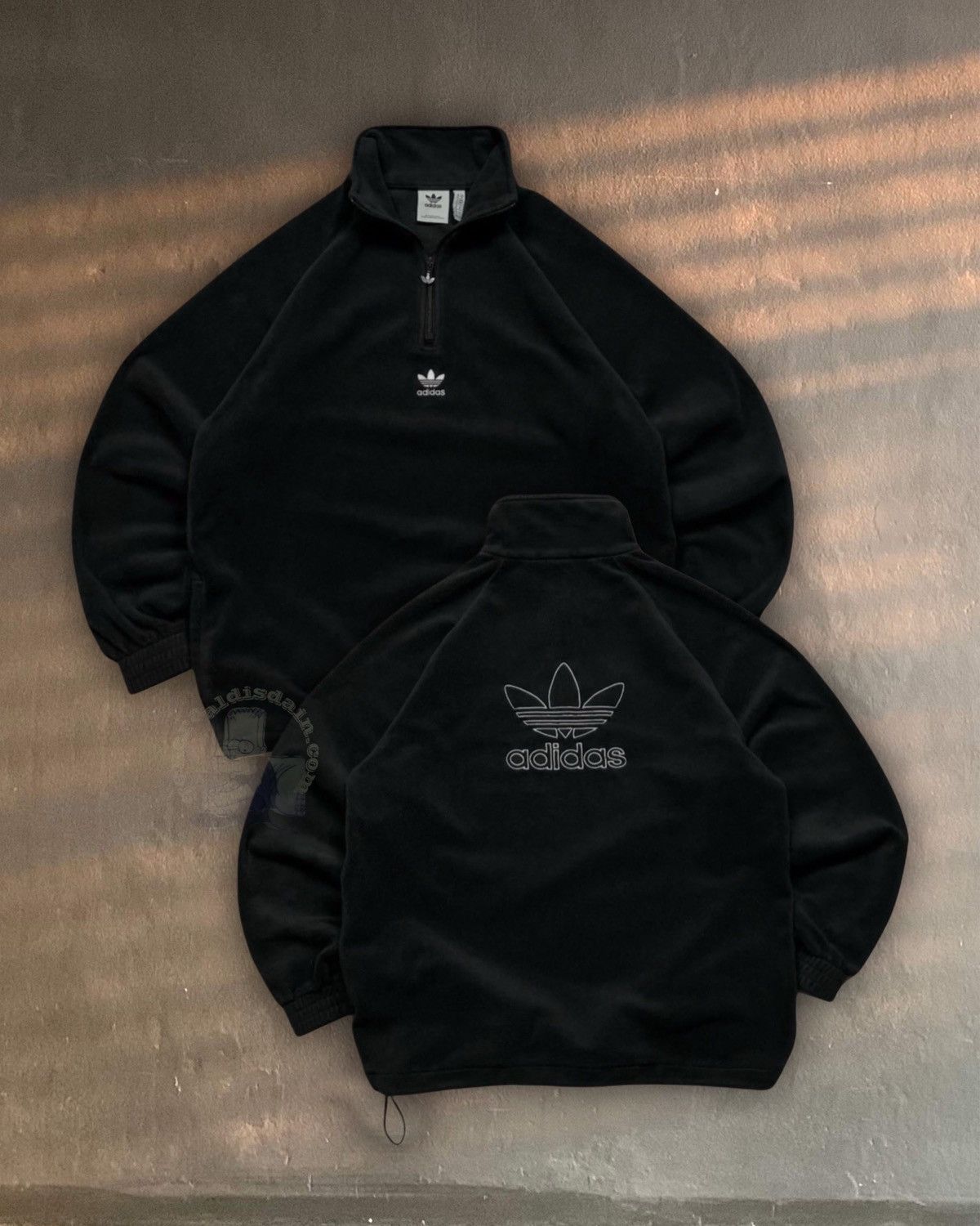Adidas Originals Trefoil Adicolor Half Zip Fleece Jacket Ftp in Black, Men's (Size Large)