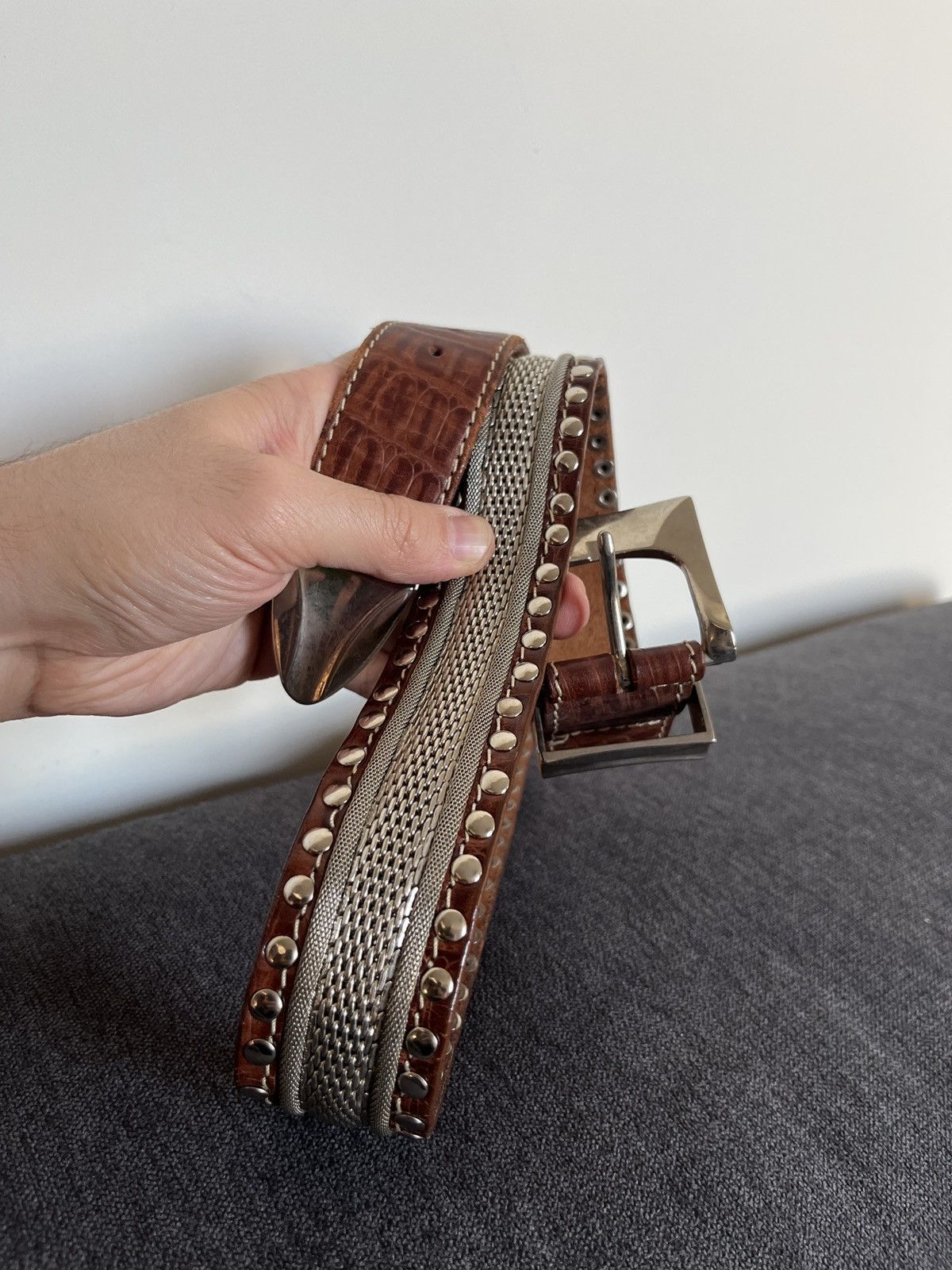 Cowboy Equipment Cheval Design Studio Super Heavy Leather Metallic Belt Size ONE SIZE - 10 Thumbnail