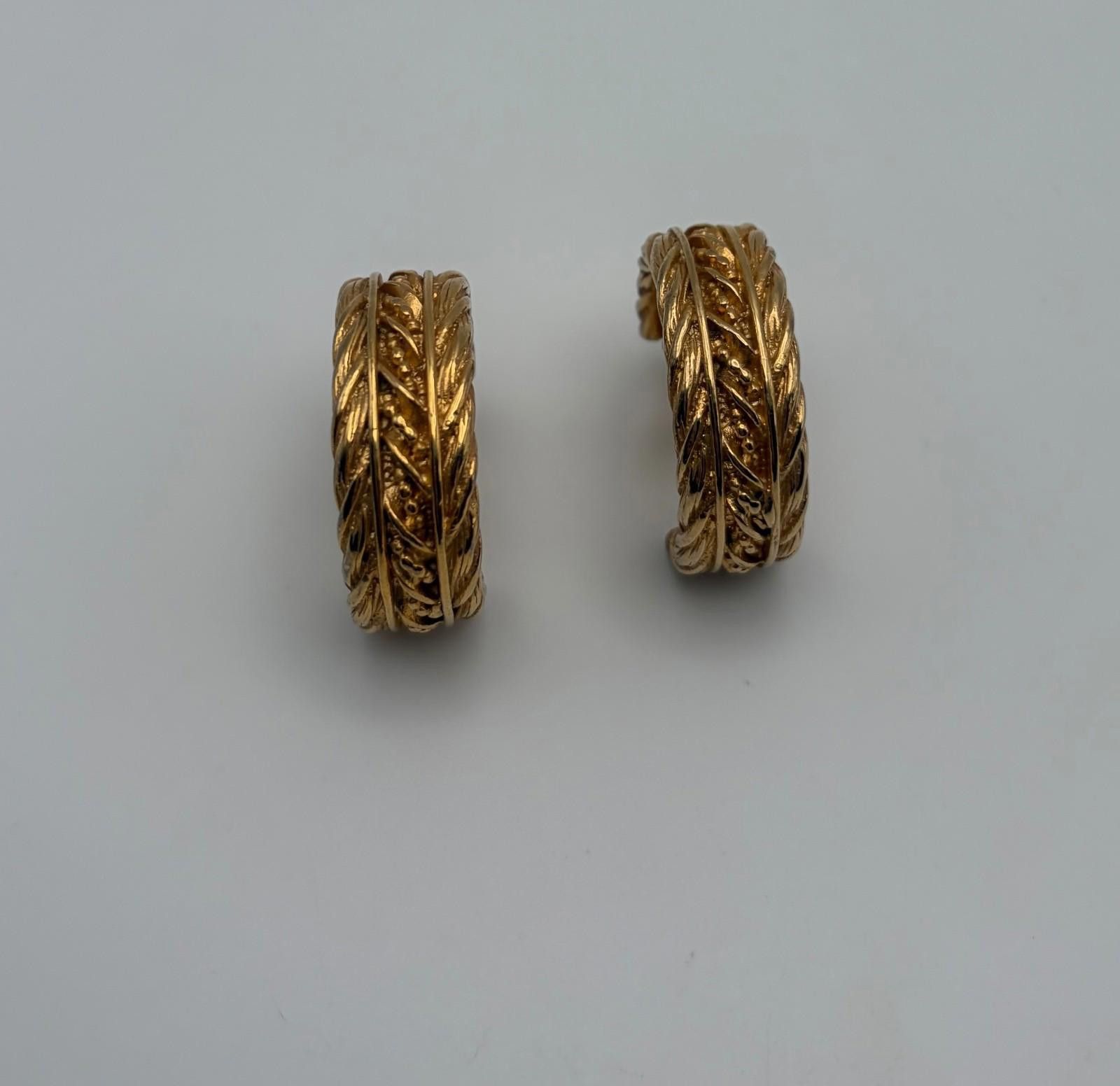 Givenchy Vintage Givenchy Textured Gold-Tone Hoop Earrings Size ONE SIZE - 4 Thumbnail