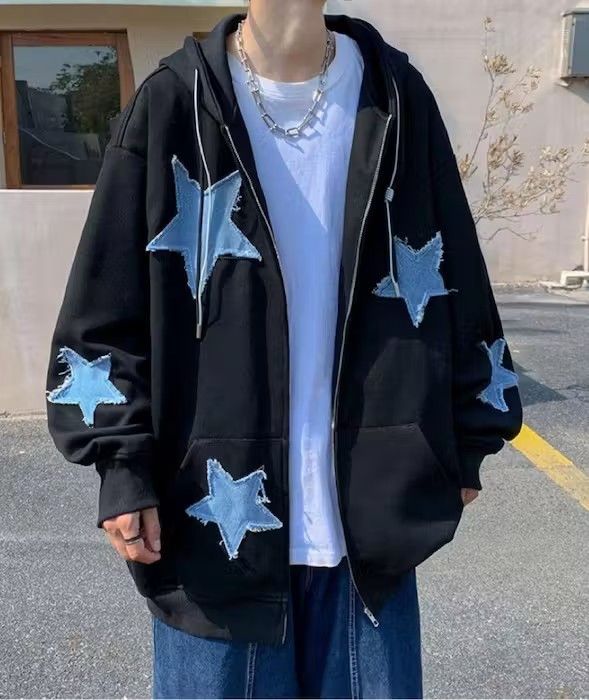 Japanese Brand Y2K STAR Embroidery Full-Zip Star Hoodie Size US M / EU 48-50 / 2 - 1 Thumbnail