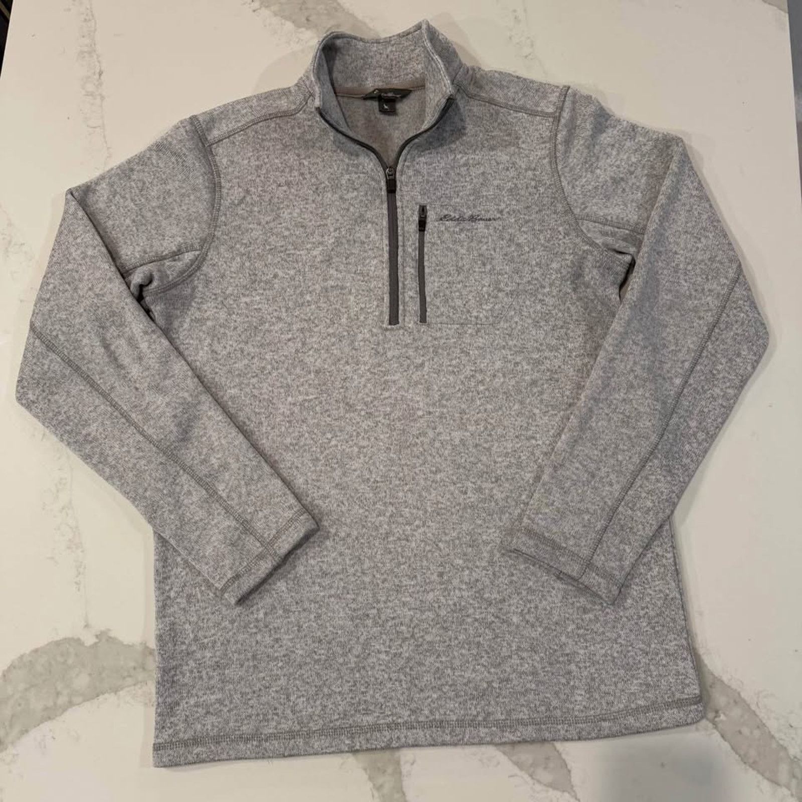 Eddie Bauer Eddie Bauer Fleece Quarter Zip MockNeck Sweater Gray Mens LT Size US L / EU 52-54 / 3 - 1 Thumbnail
