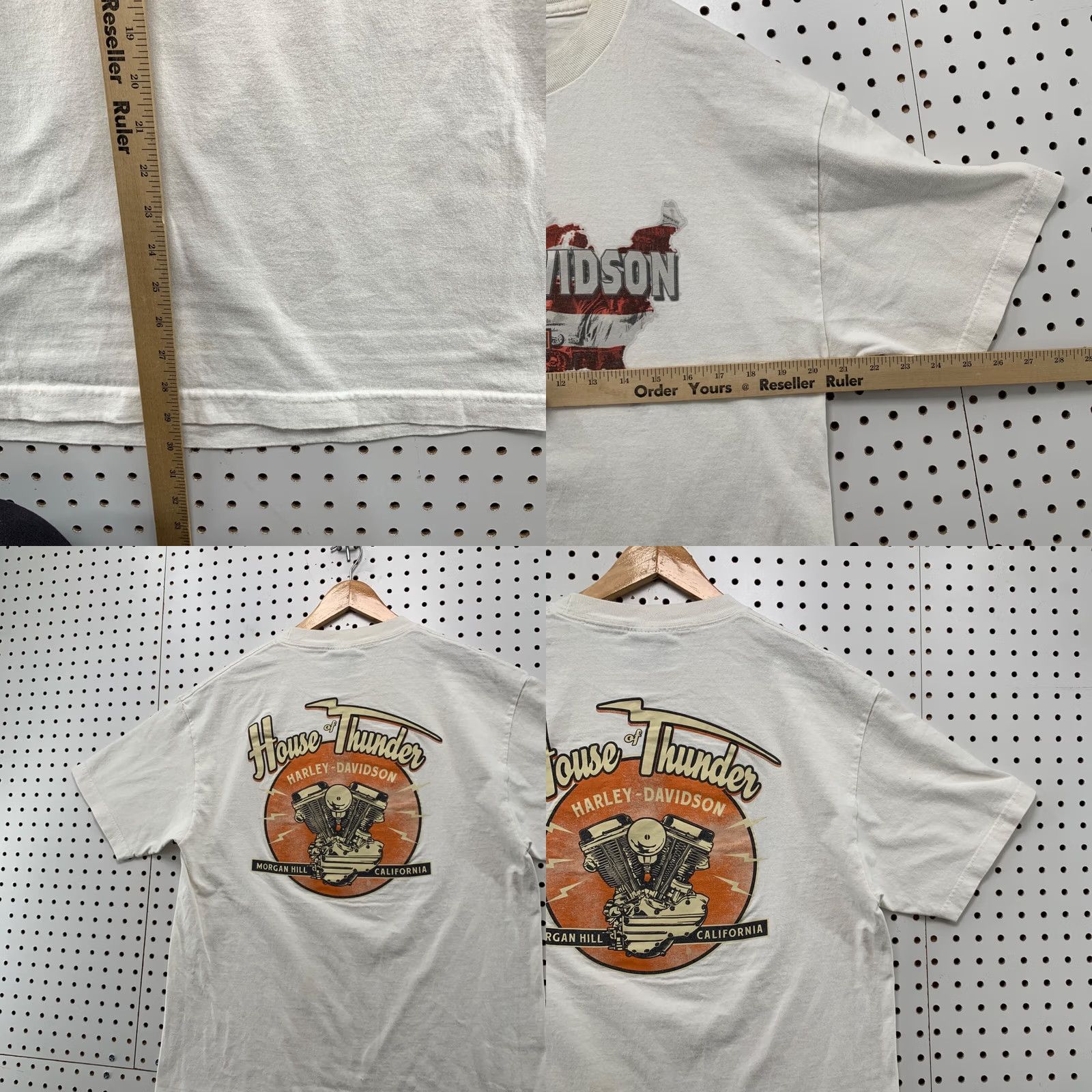 Harley Davidson VINTAGE Harley Davidson Shirt Mens Large White USA Flag Engine Graphic Size US L / EU 52-54 / 3 - 9 Thumbnail