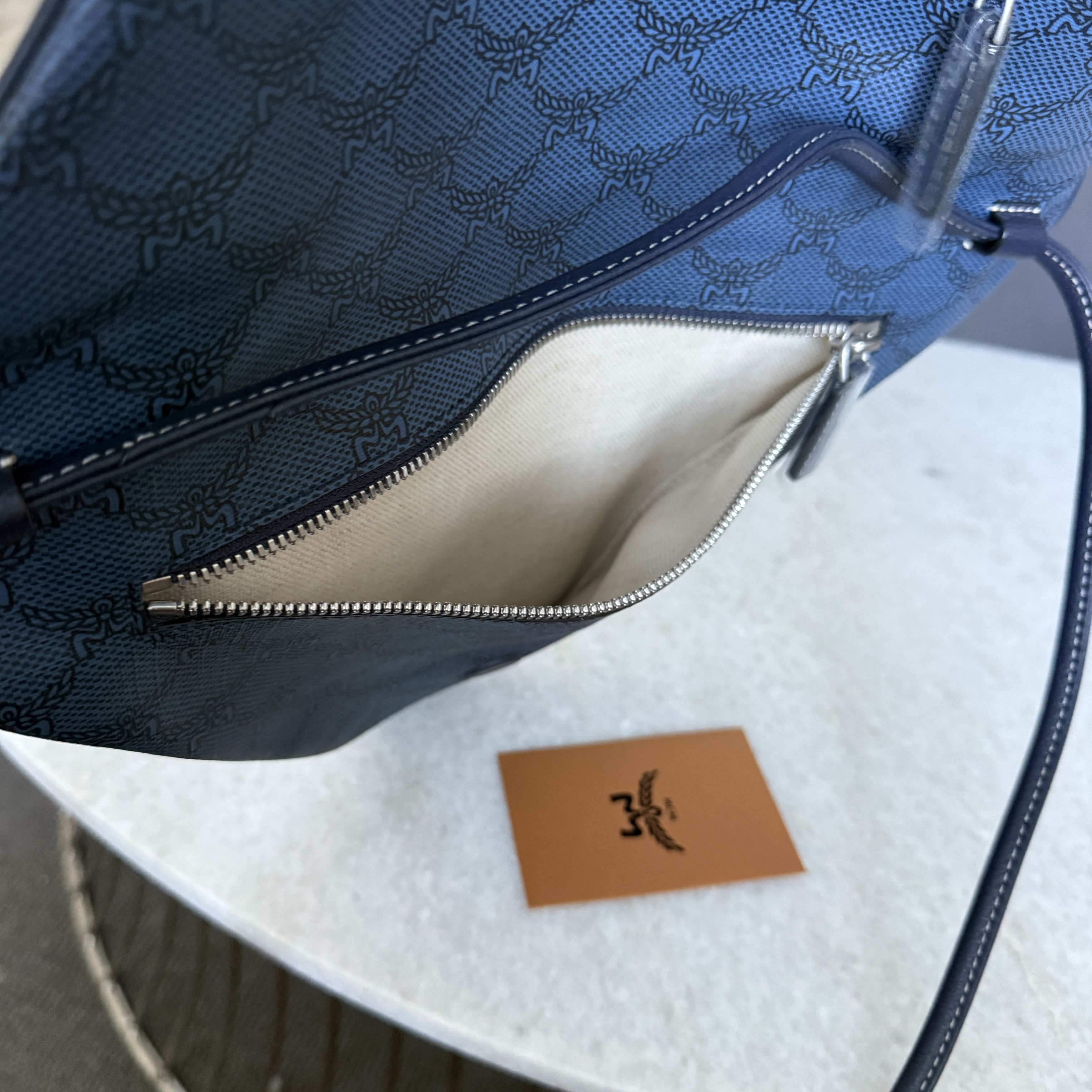 MCM MCM Blue Canvas and leather Triangle Shoulder Bag Size ONE SIZE - 9 Thumbnail