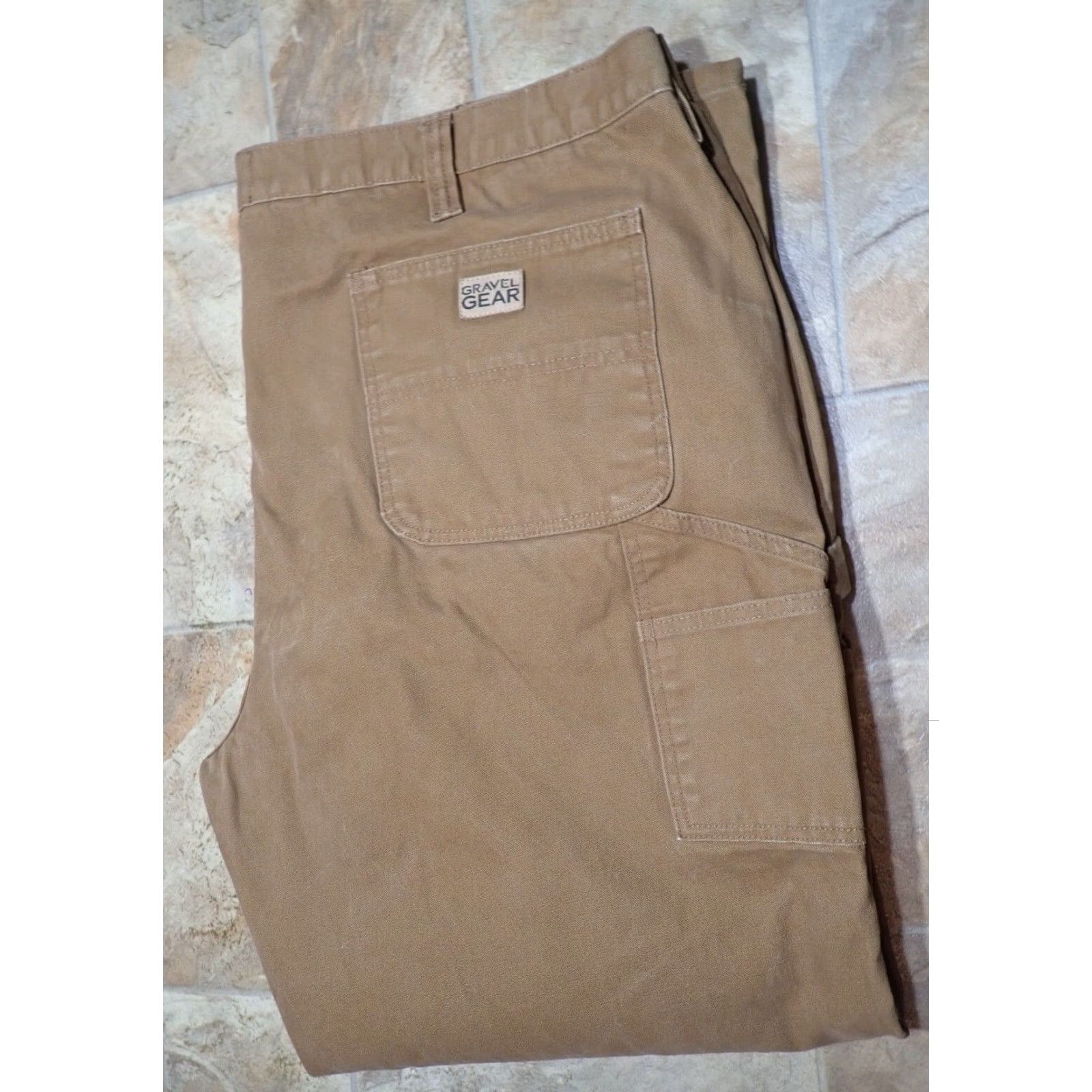Vintage Gravel Gear Carpenter Work Pants Men's 46X32 Brown Heavy Canvas Workwear Relaxed Fit Size US 30 / EU 46 - 4 Thumbnail