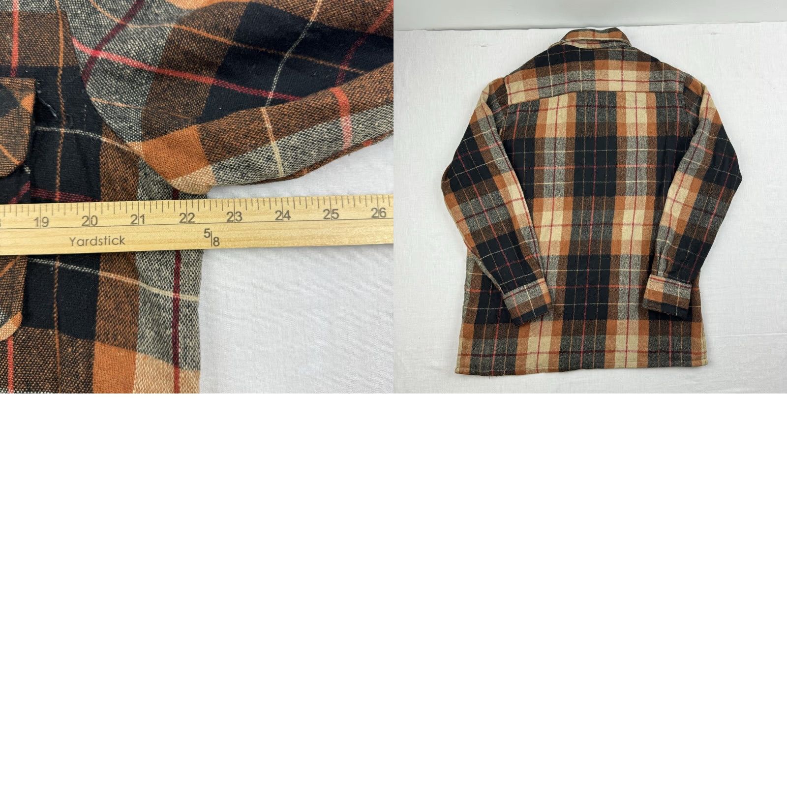 Vintage VINTAGE Joeys Mens Store Button-Up Shirt Adult Medium Orange Plaid Wool Flannel 70s Mens Size US M / EU 48-50 / 2 - 8 Thumbnail