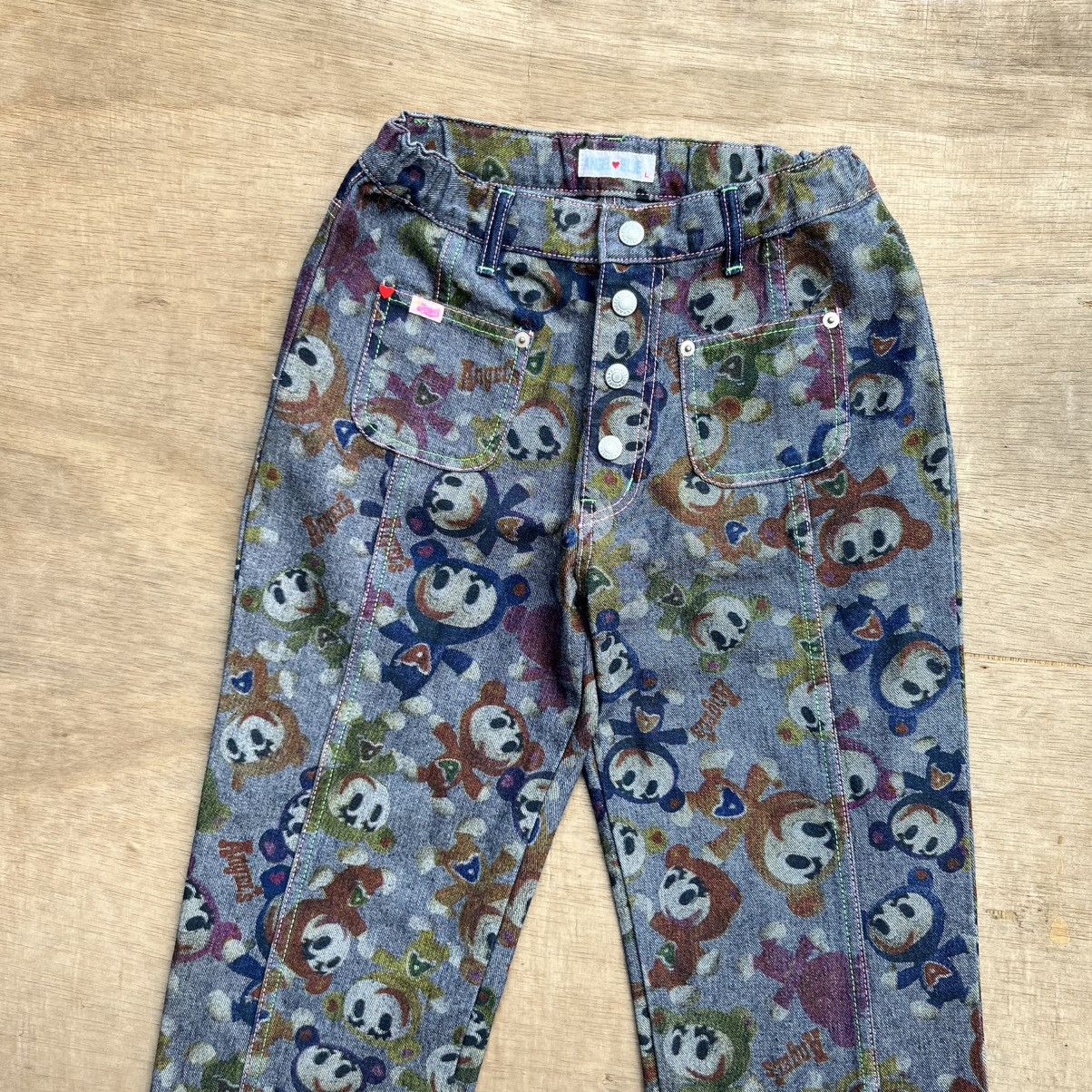 Angel Blue × Beauty Beast × If Six Was Nine ANGEL BLUE PRINT BLUE & PINK ANGELS RARE DENIM BOOTCUT Size 25" / US 0 / IT 36 - 2 Thumbnail