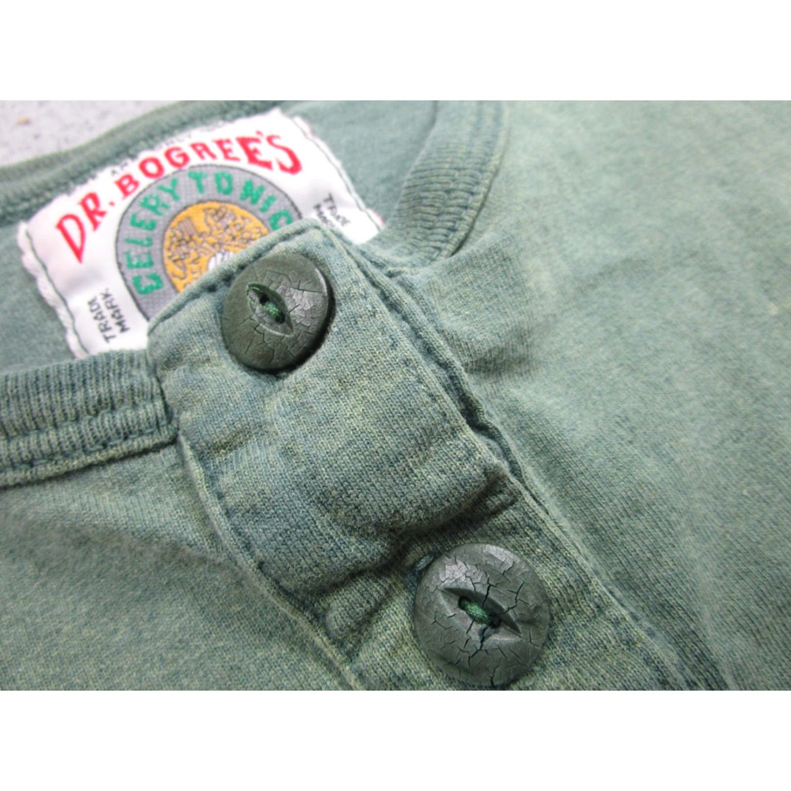 Vintage VINTAGE Dr Bogree's Celery Tonic Henley Shirt Mens Large Green Short Sleeve 90s Size US L / EU 52-54 / 3 - 5 Thumbnail