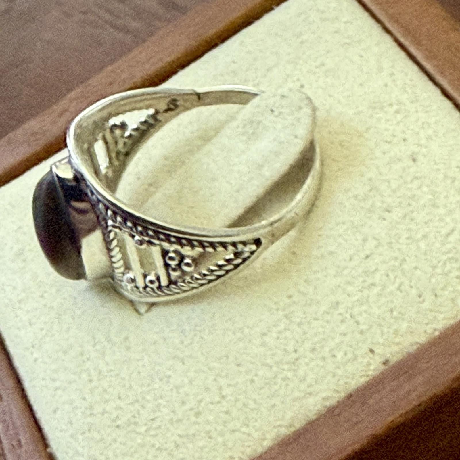 Designer Natural Tigers Eye Marquise Sterling Silver Ring Size 6 Size ONE SIZE - 2 Thumbnail