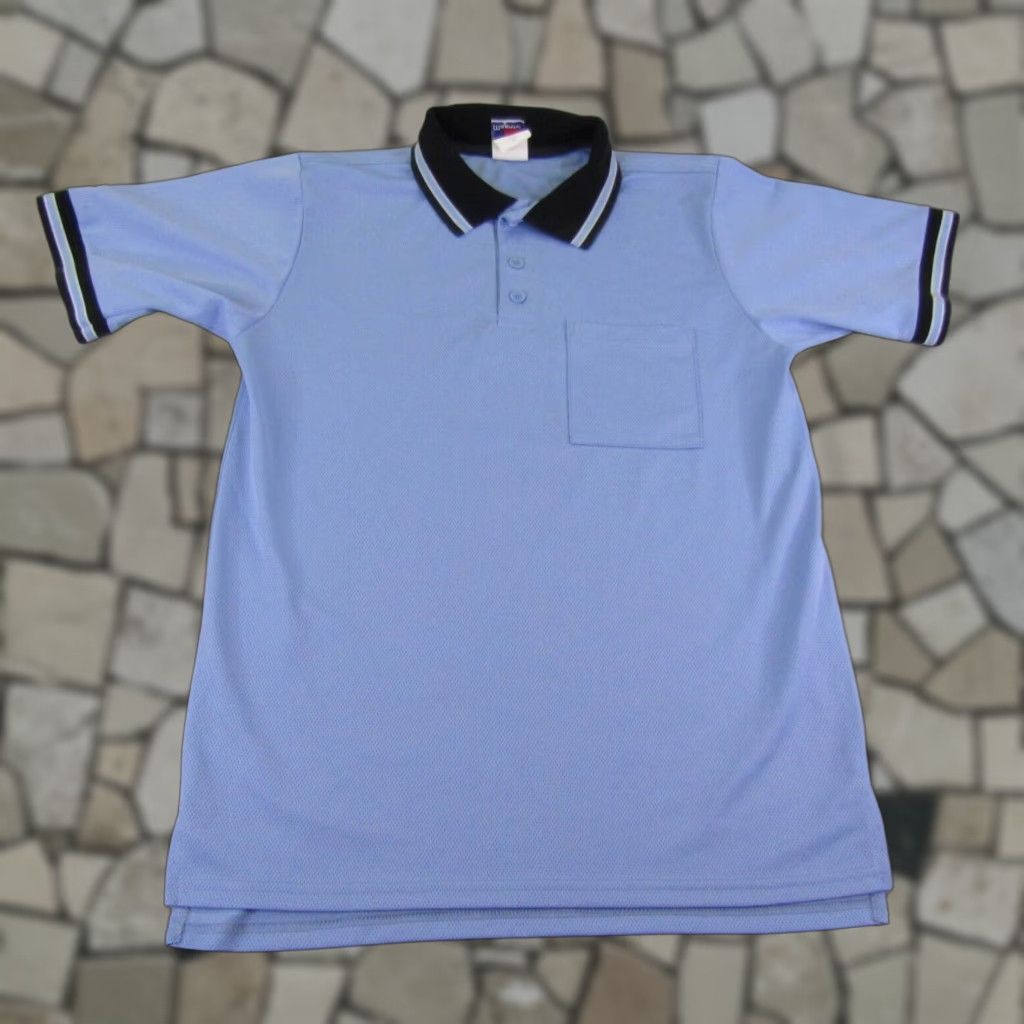 VINTAGE Majestic Polo Shirt Men M Blue Pocket 90s Sports Baseball Golf Polo Shirt Mens Blue 90s