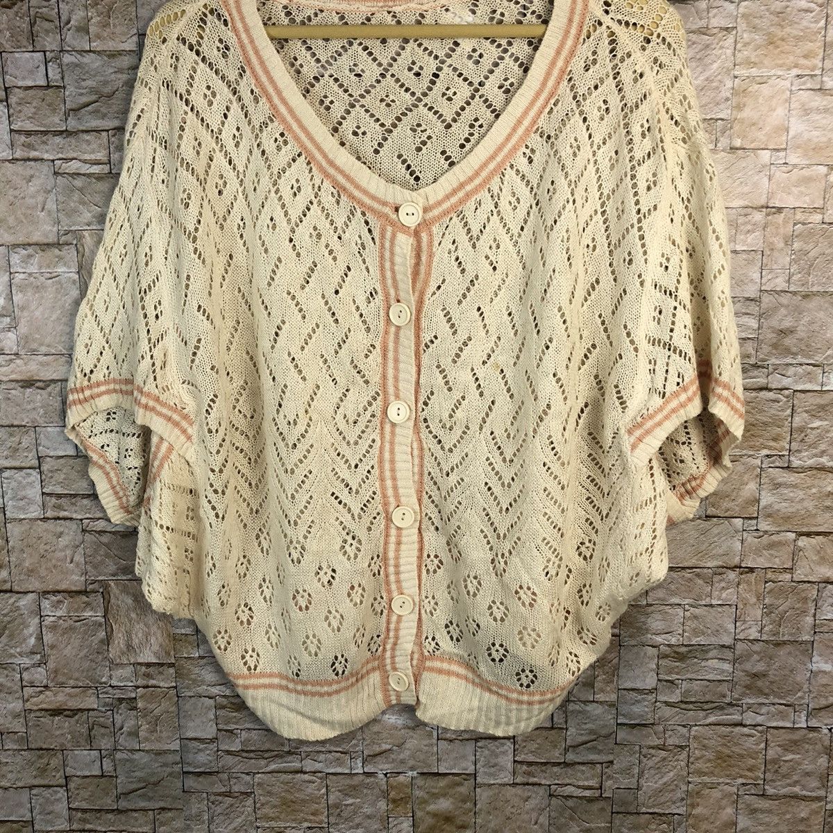 Homespun Knitwear × Japanese Brand × Vintage Japan vintage crochet meshnet Brown Knitwear #A756 Size M / US 6-8 / IT 42-44 - 3 Thumbnail