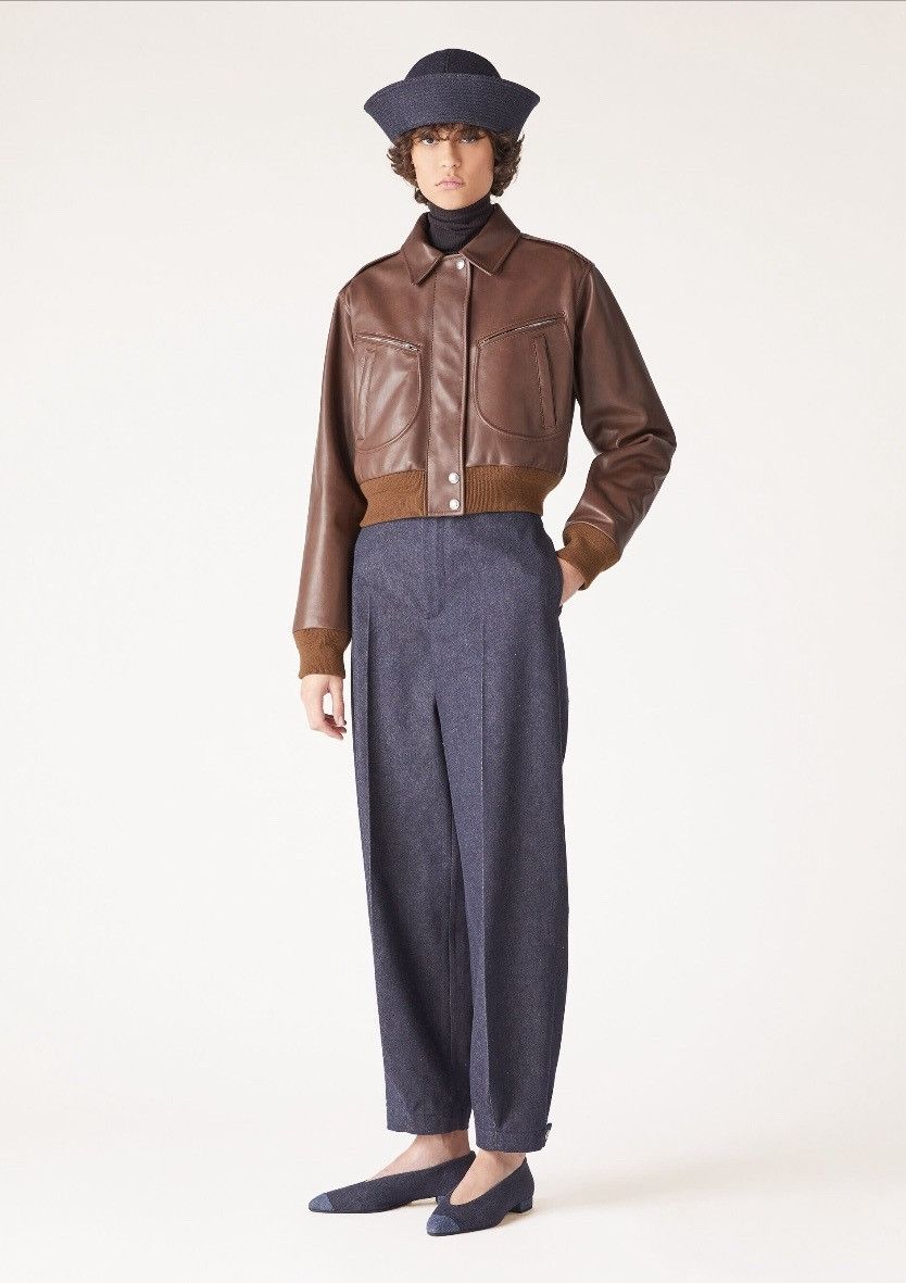 Loro Piana o1srvl11e0825 FAN3547 Cropped Leather Bomber Jacket in Brown Size S / US 4 / IT 40 - 4 Thumbnail
