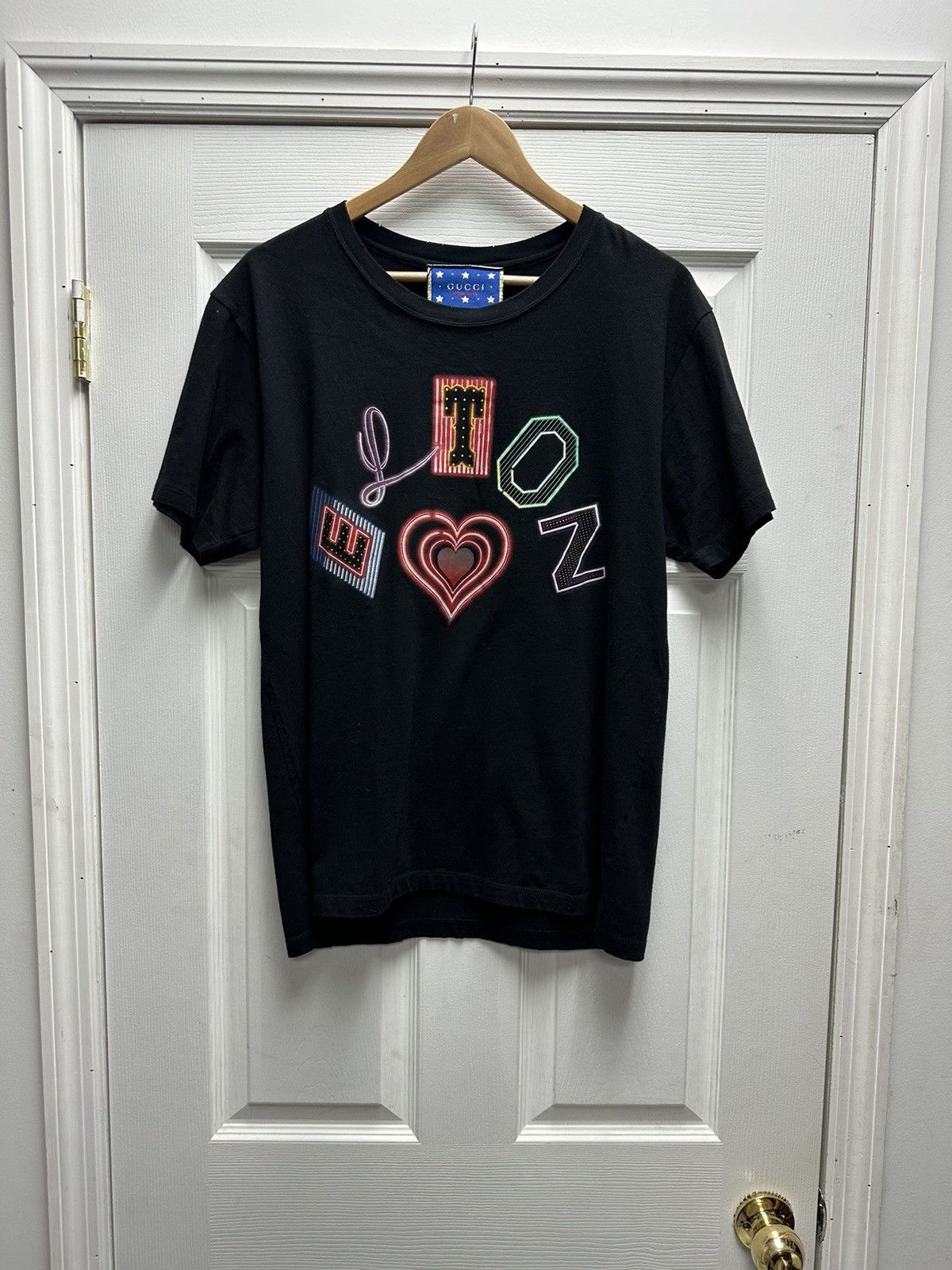 image of Gucci Elton John T Shirt Black, Men's (Size Small)